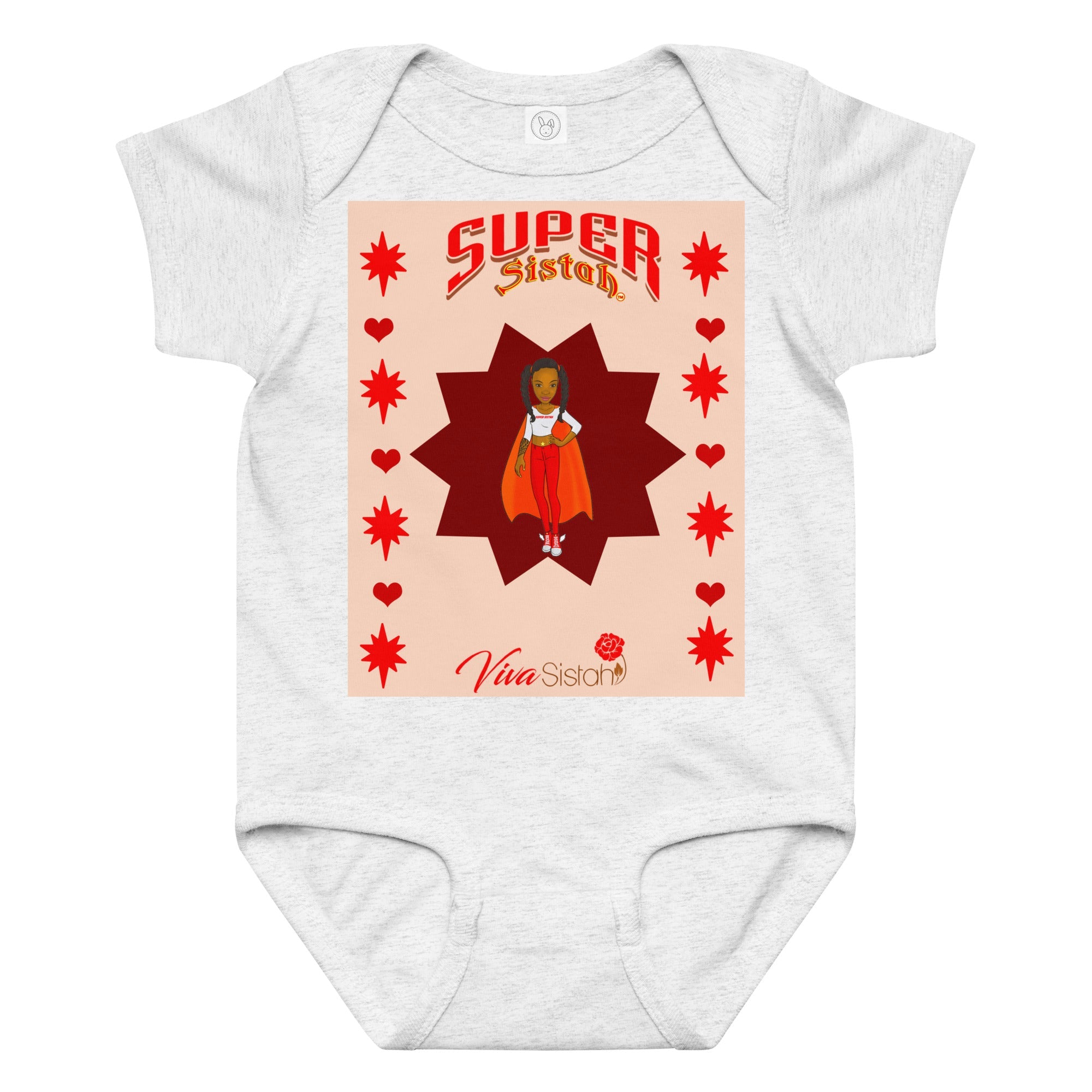 Baby jersey bodysuit Super Sistah Burgundy diamond - VivaSistah