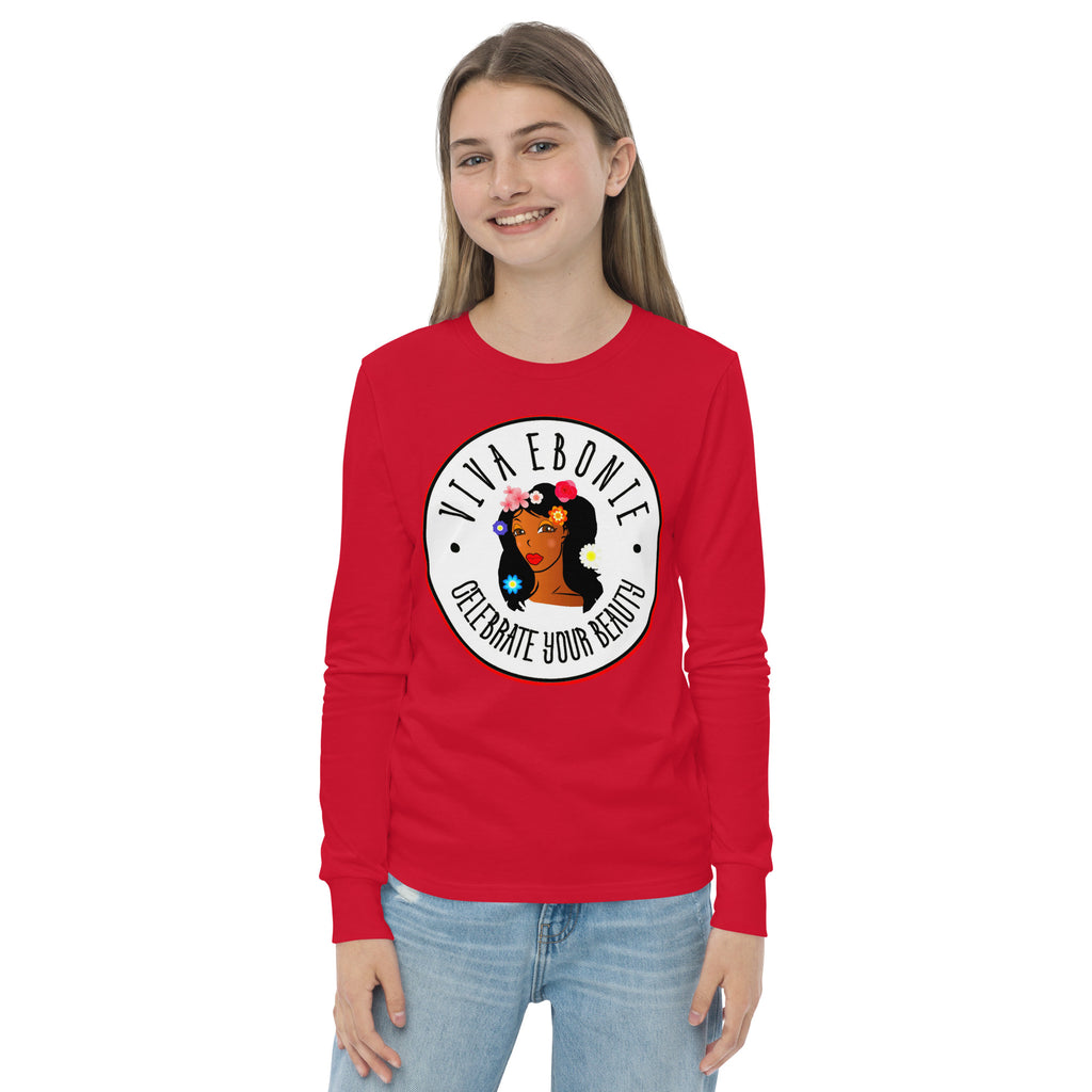 Teen Clothing — cotton regular fit long sleeve t-shirt  — Viva Ebonie Jade Flowers