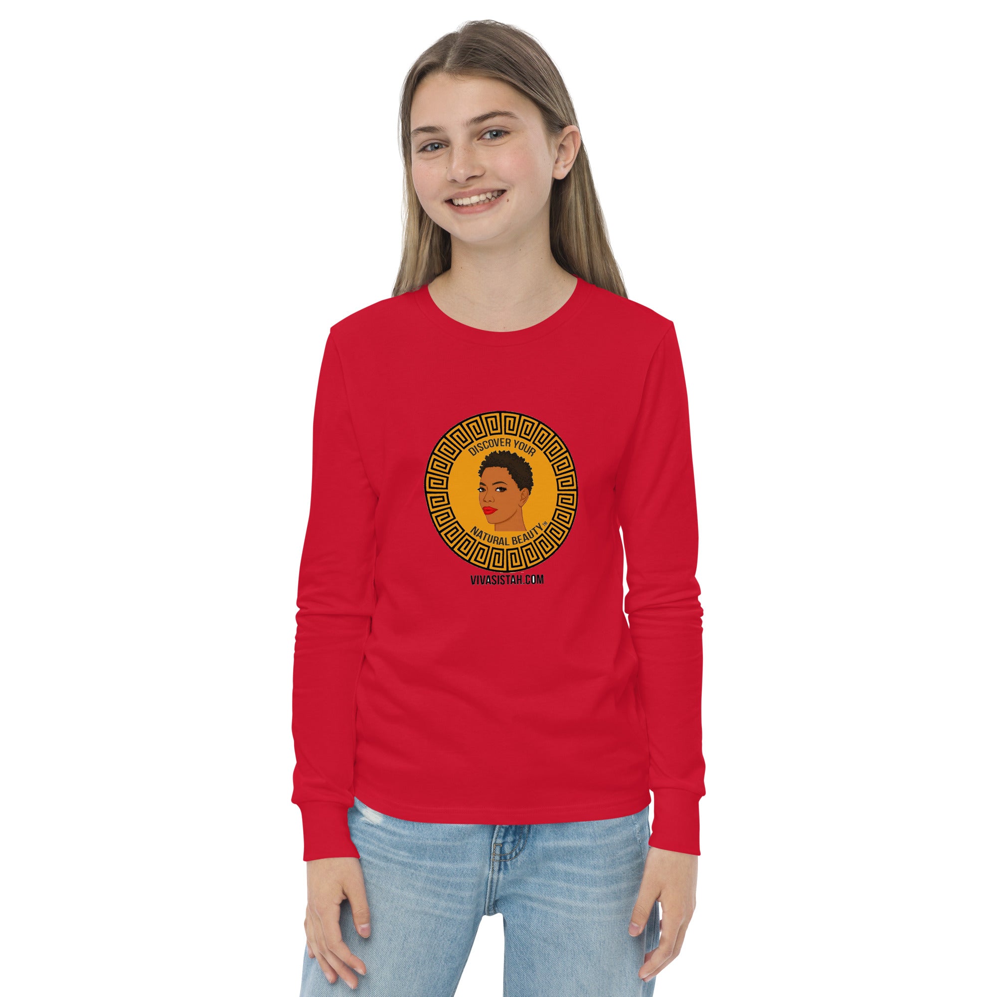 Youth long sleeve tee Afrika Naturally Beautiful - VivaSistah