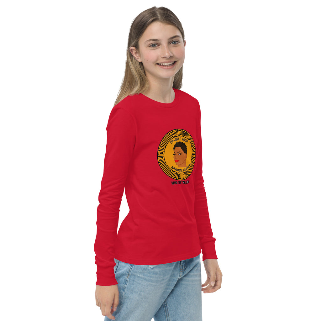 Youth long sleeve tee Afrika Naturally Beautiful - VivaSistah