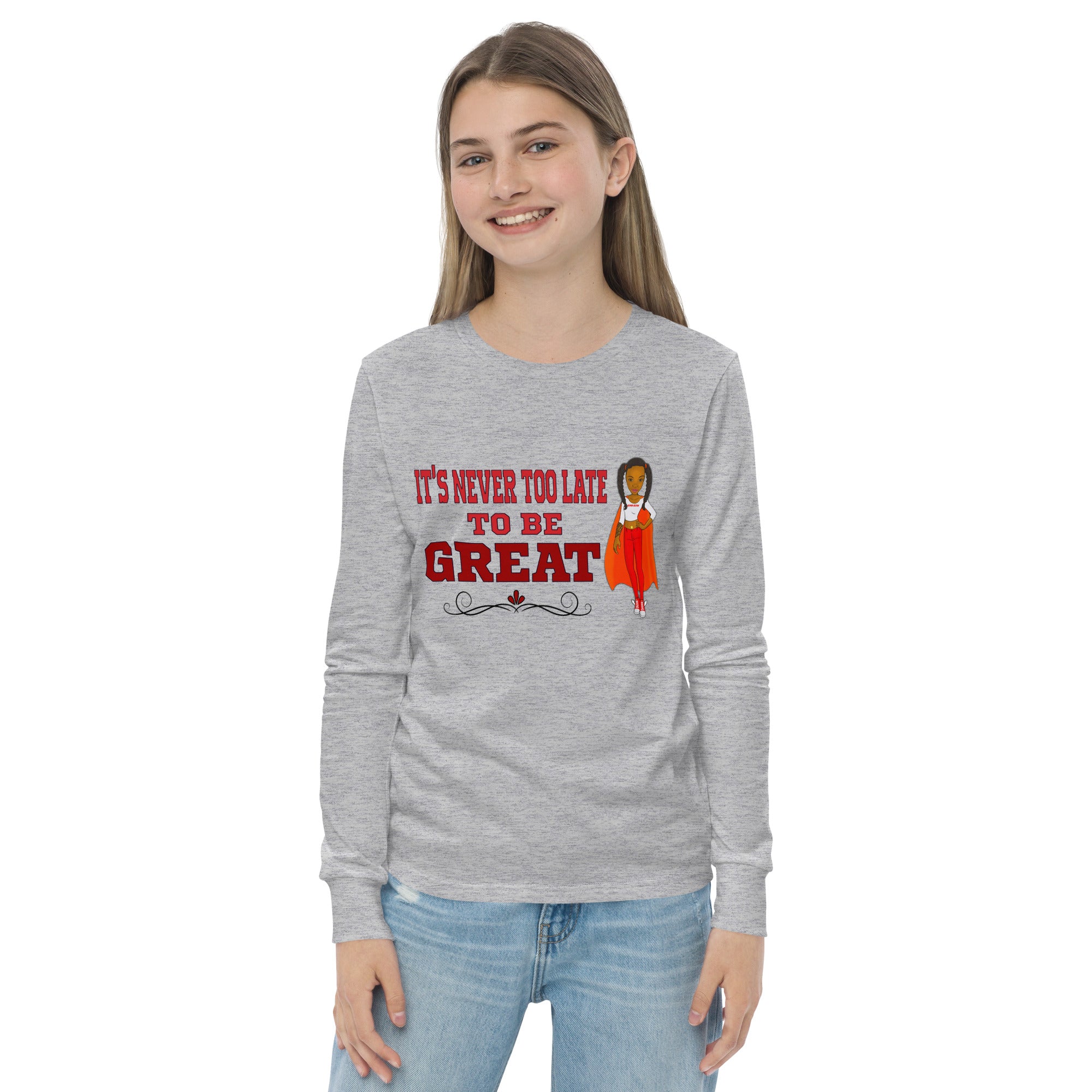 Youth long sleeve tee It Never to Late to be Great - VivaSistah