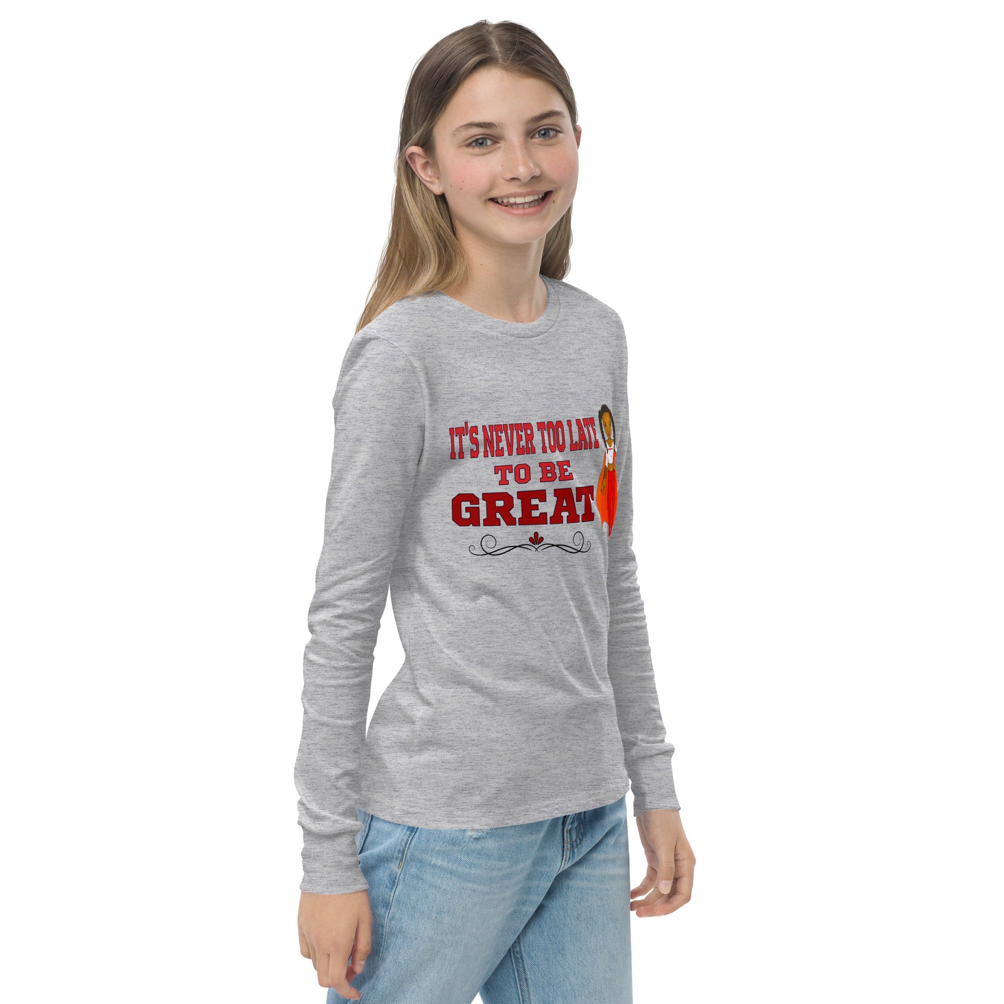 Youth long sleeve tee It Never to Late to be Great - VivaSistah