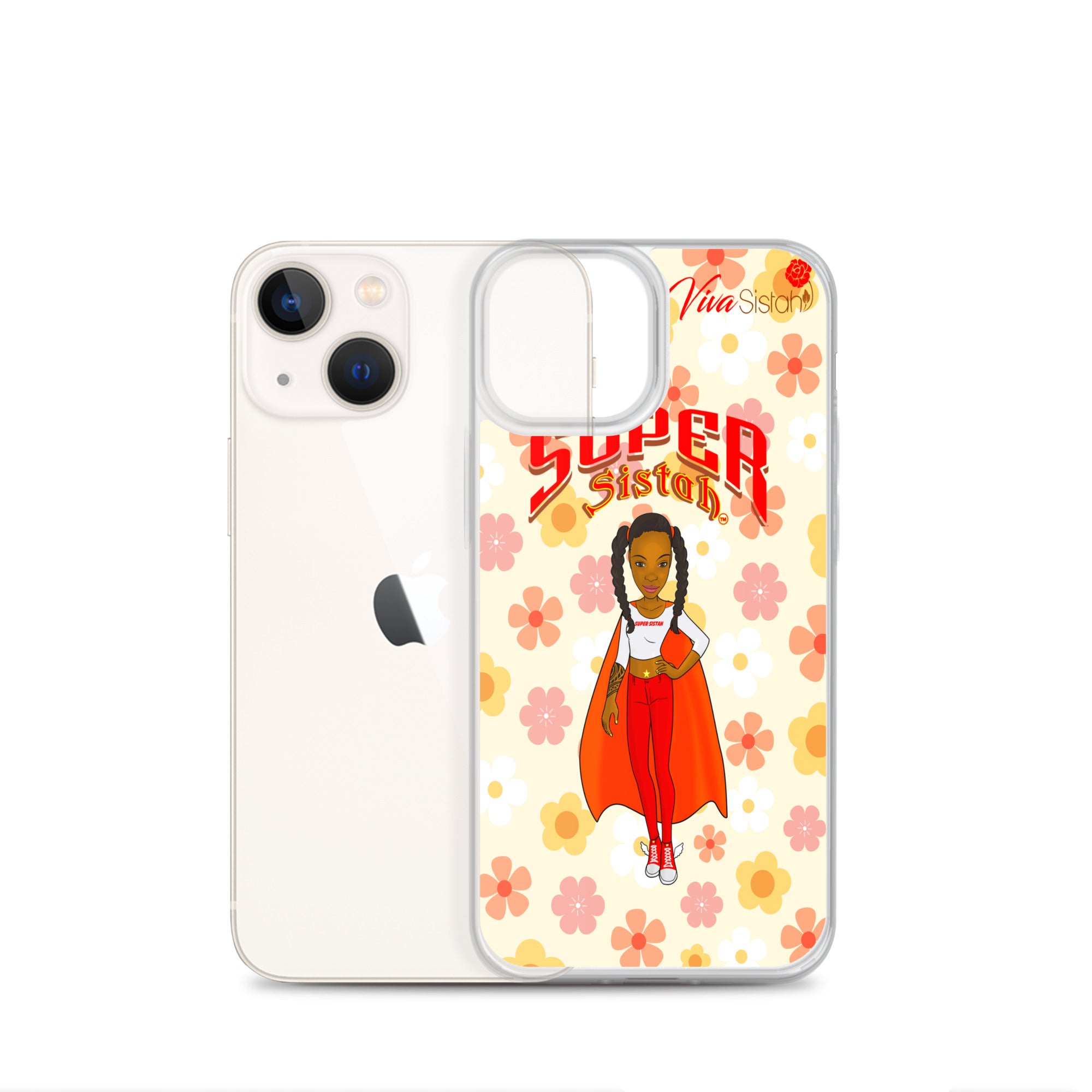 Clear Case for iPhone® Super Sistah floral - VivaSistah