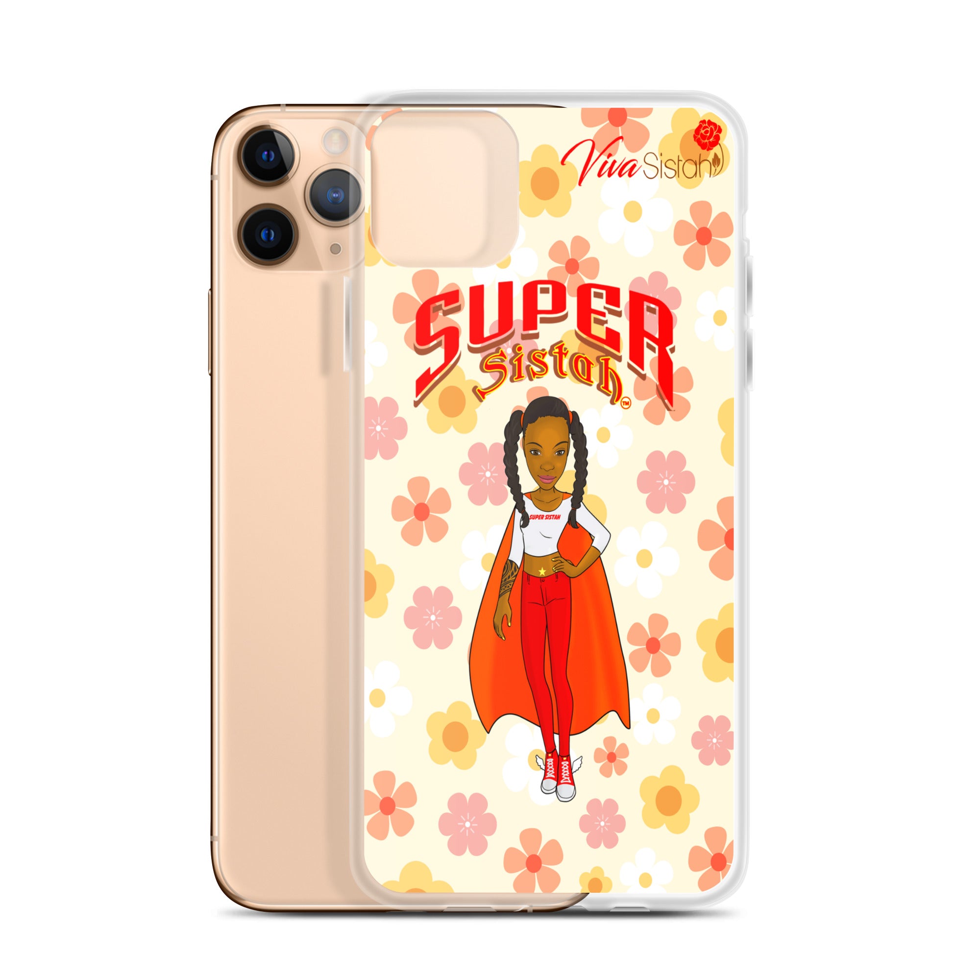 Clear Case for iPhone® Super Sistah floral - VivaSistah
