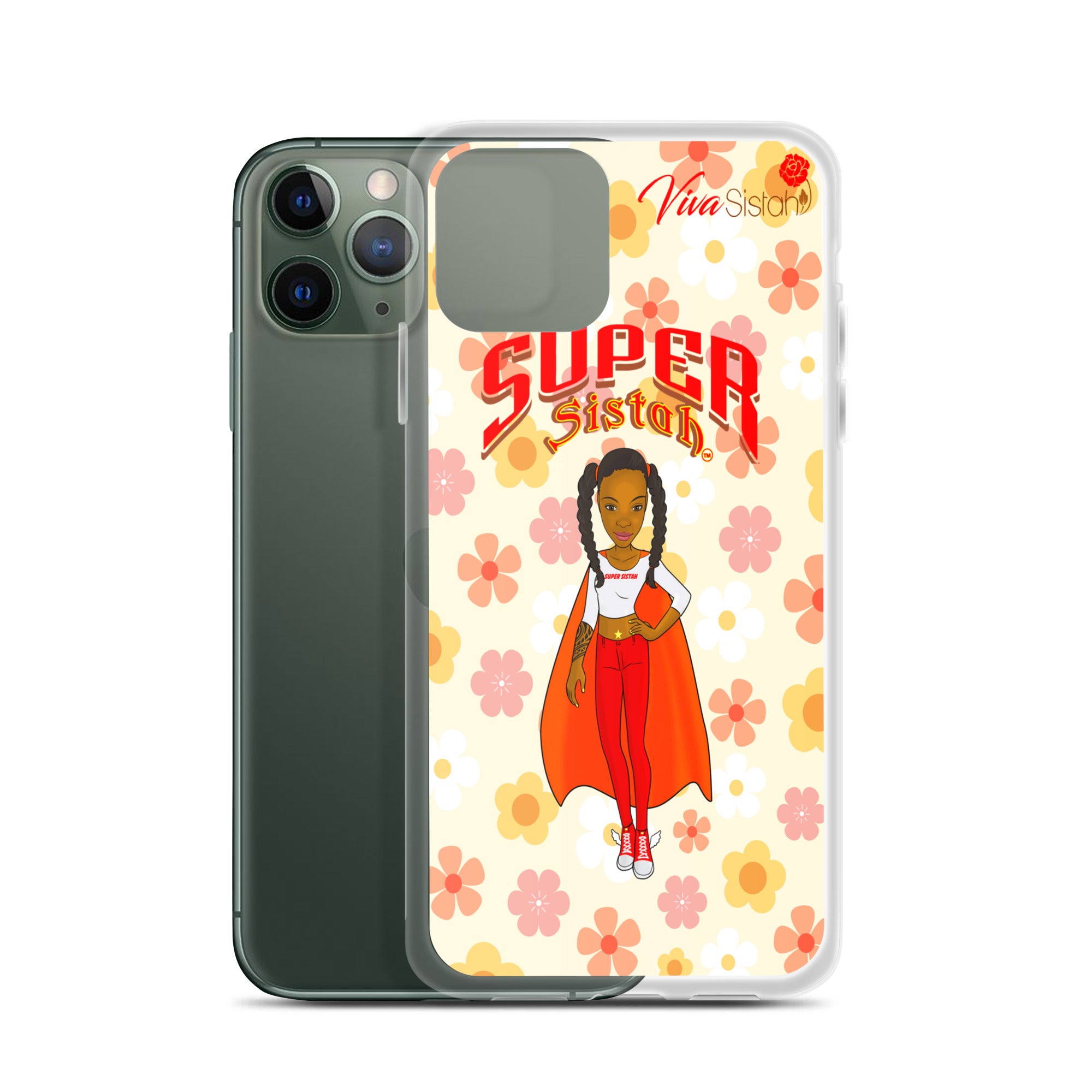 Clear Case for iPhone® Super Sistah floral - VivaSistah