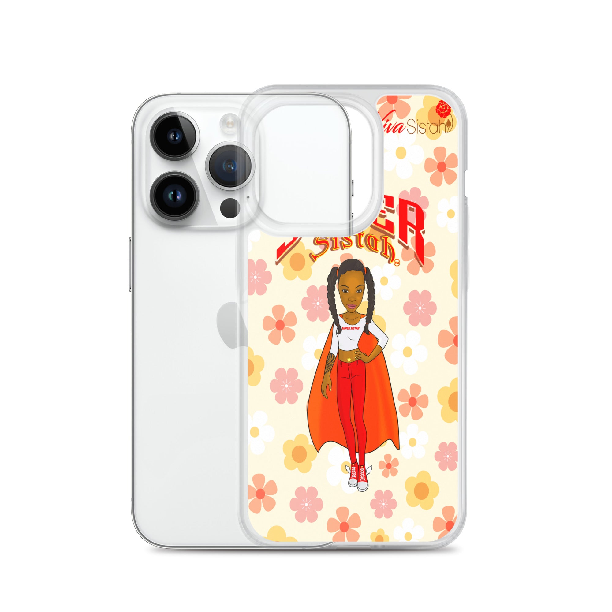 Clear Case for iPhone® Super Sistah floral - VivaSistah