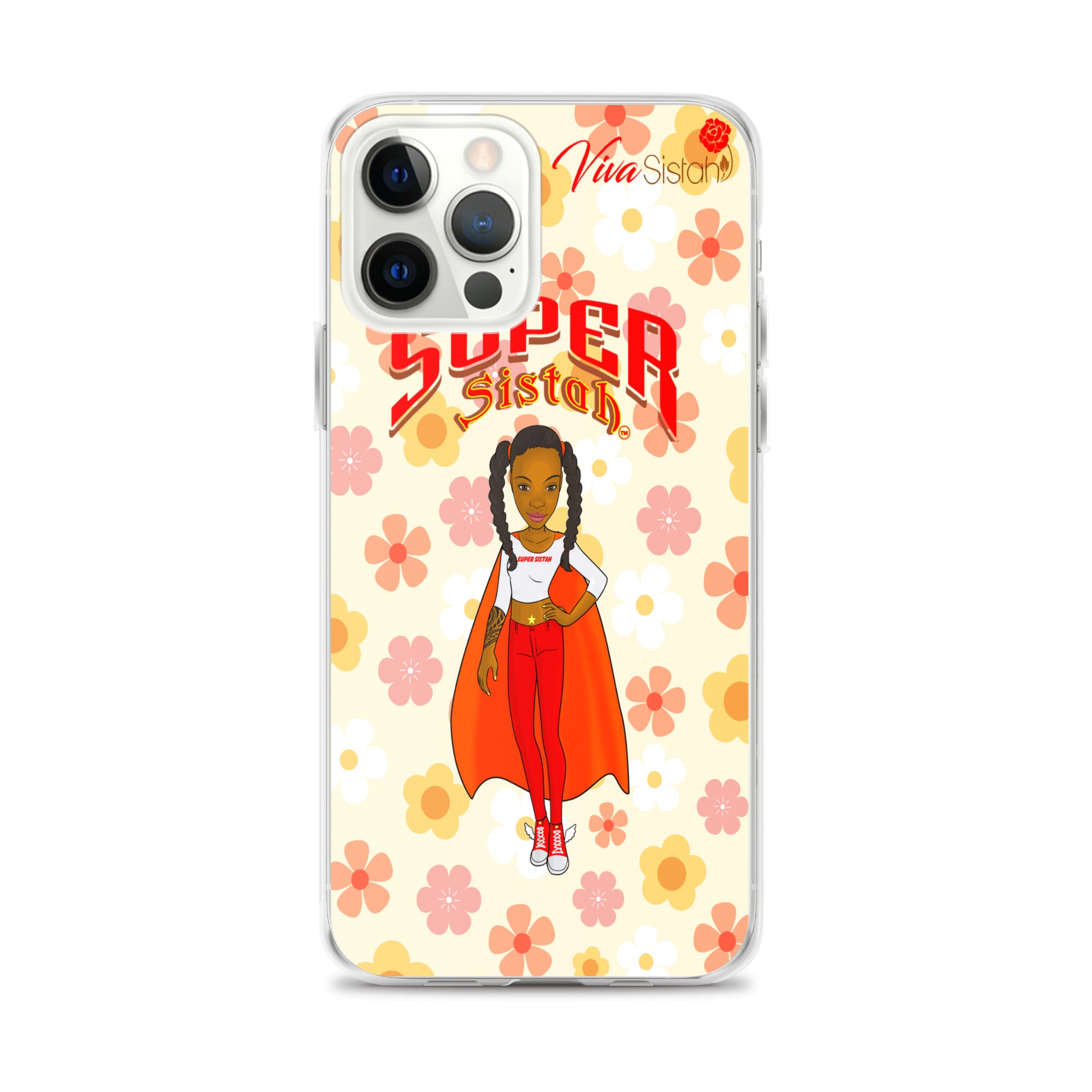 Clear Case for iPhone® Super Sistah floral - VivaSistah