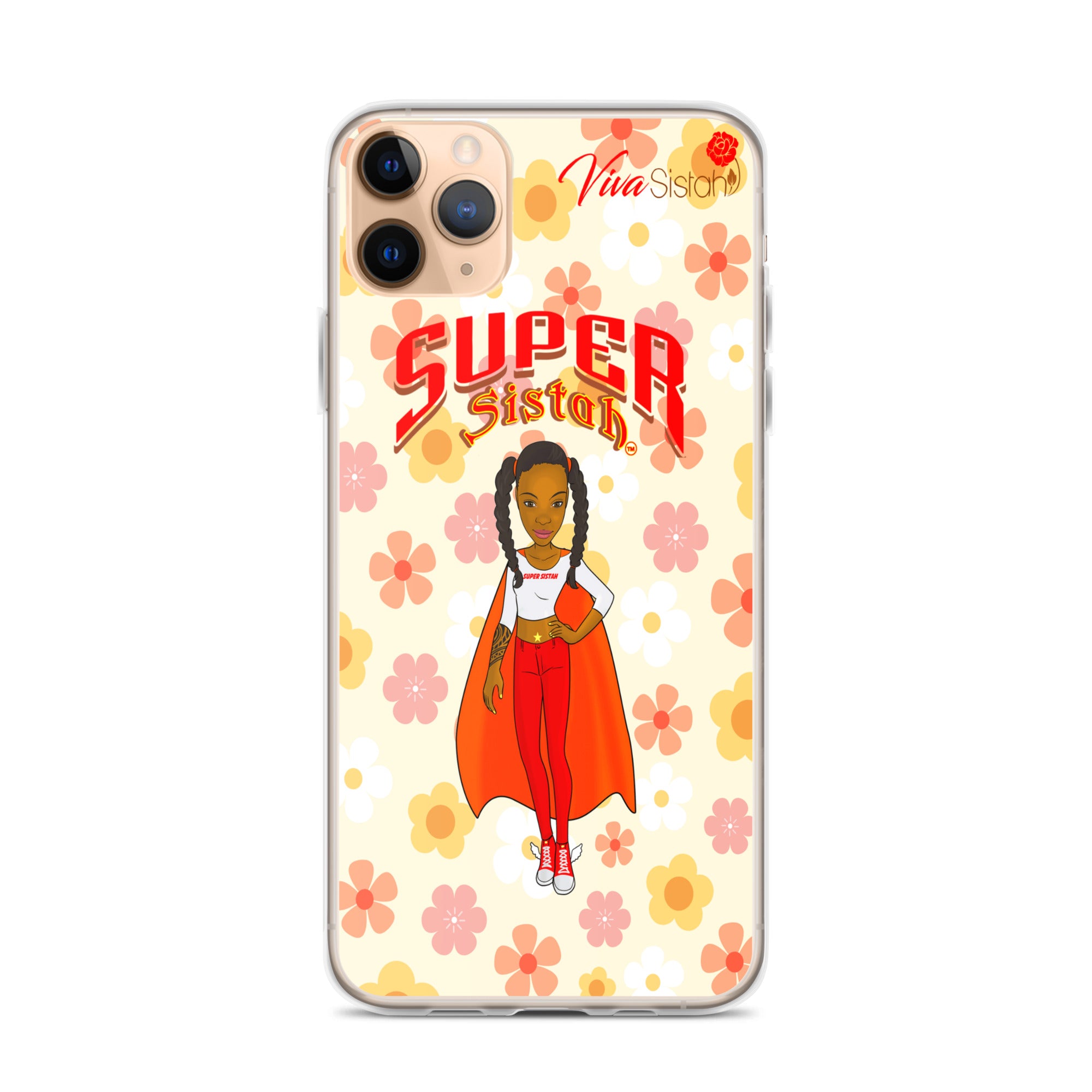 Clear Case for iPhone® Super Sistah floral - VivaSistah