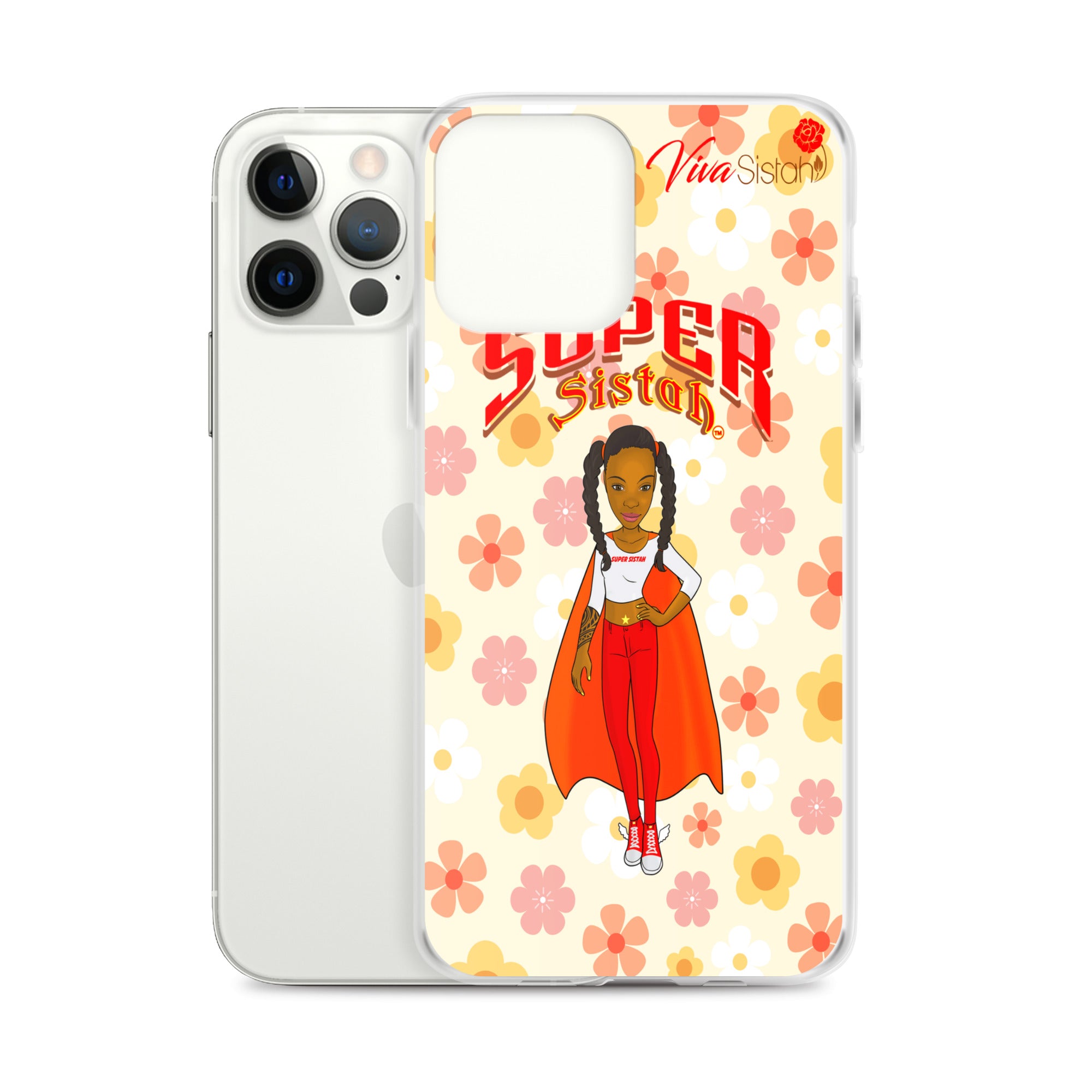 Clear Case for iPhone® Super Sistah floral - VivaSistah