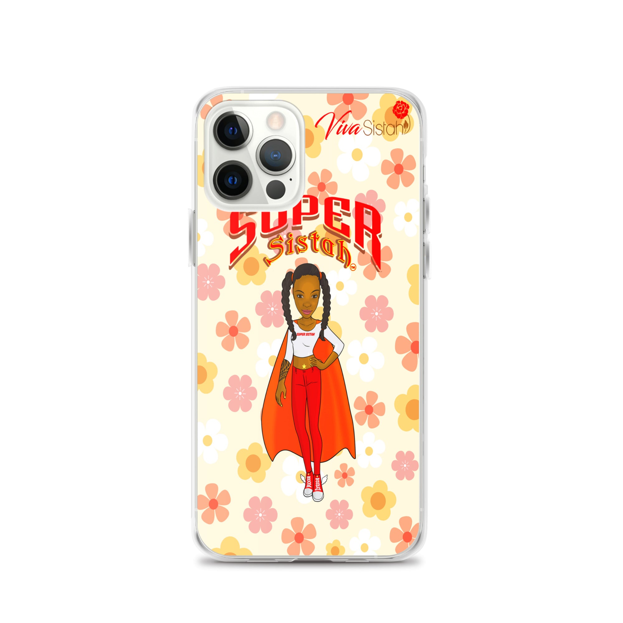 Clear Case for iPhone® Super Sistah floral - VivaSistah