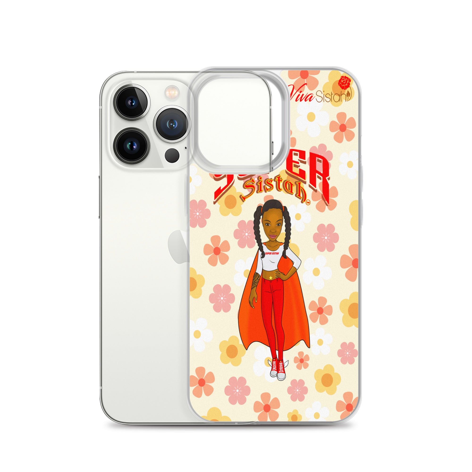 Clear Case for iPhone® Super Sistah floral - VivaSistah