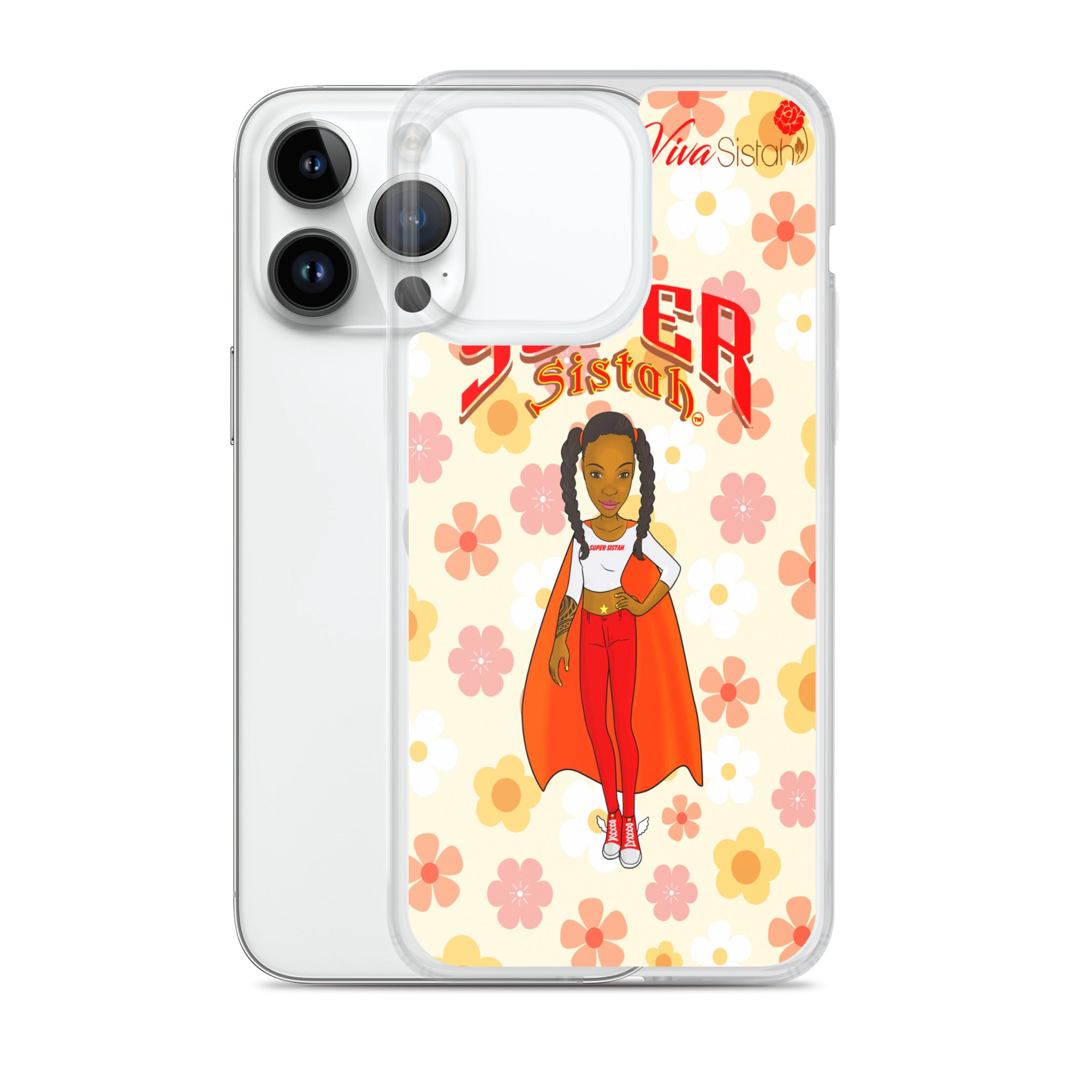 Clear Case for iPhone® Super Sistah floral - VivaSistah