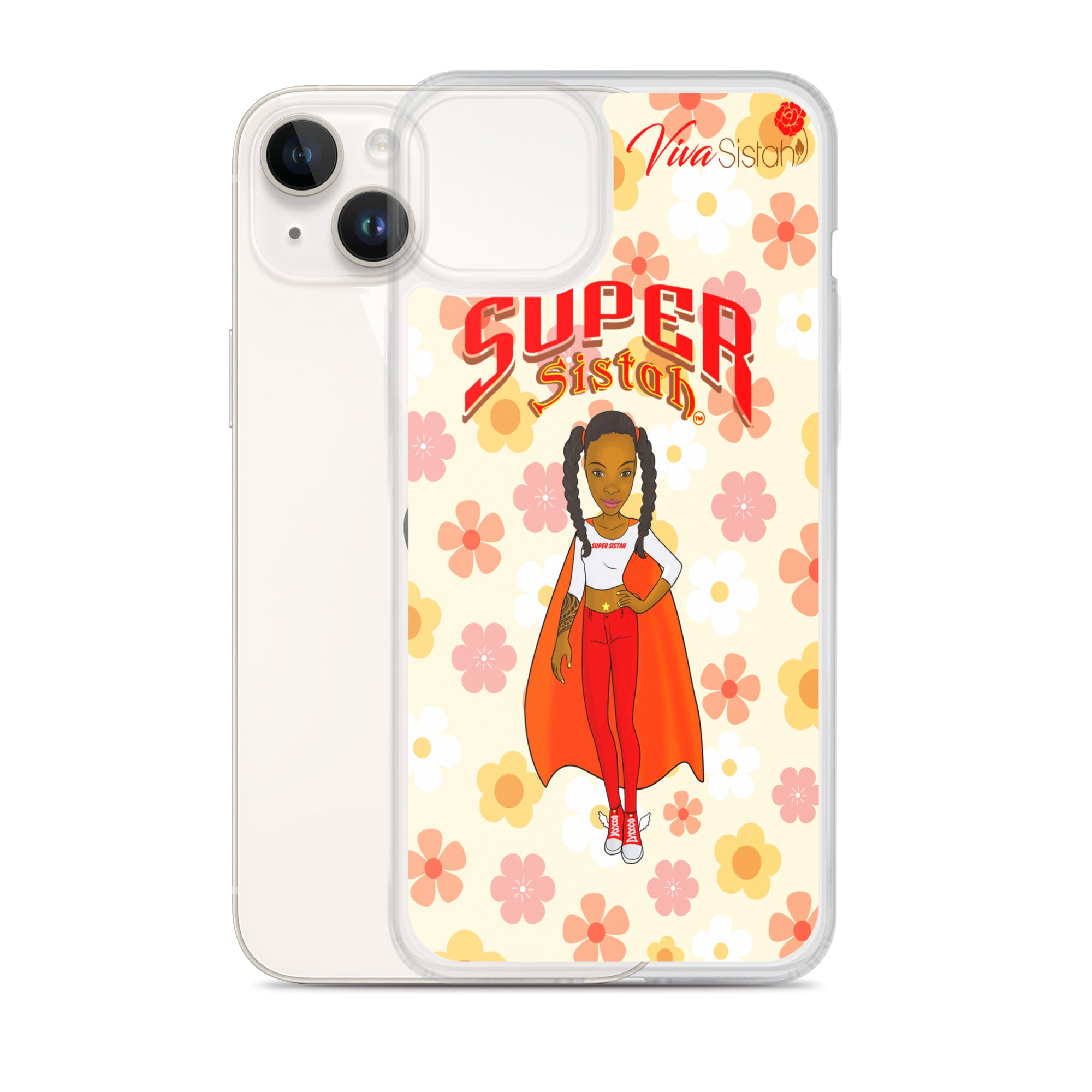 Clear Case for iPhone® Super Sistah floral - VivaSistah