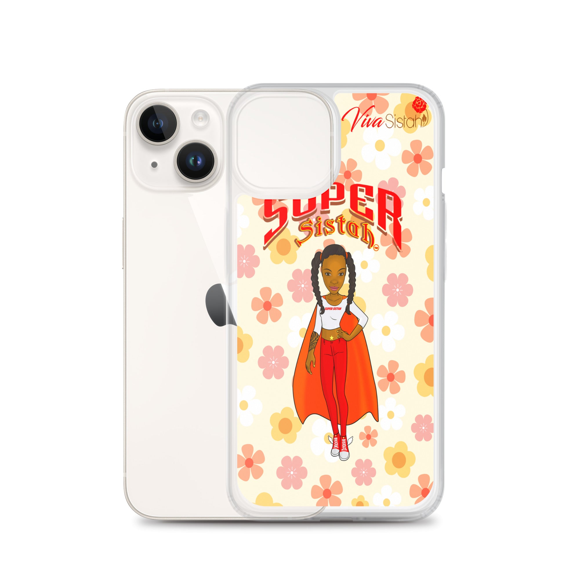 Clear Case for iPhone® Super Sistah floral - VivaSistah