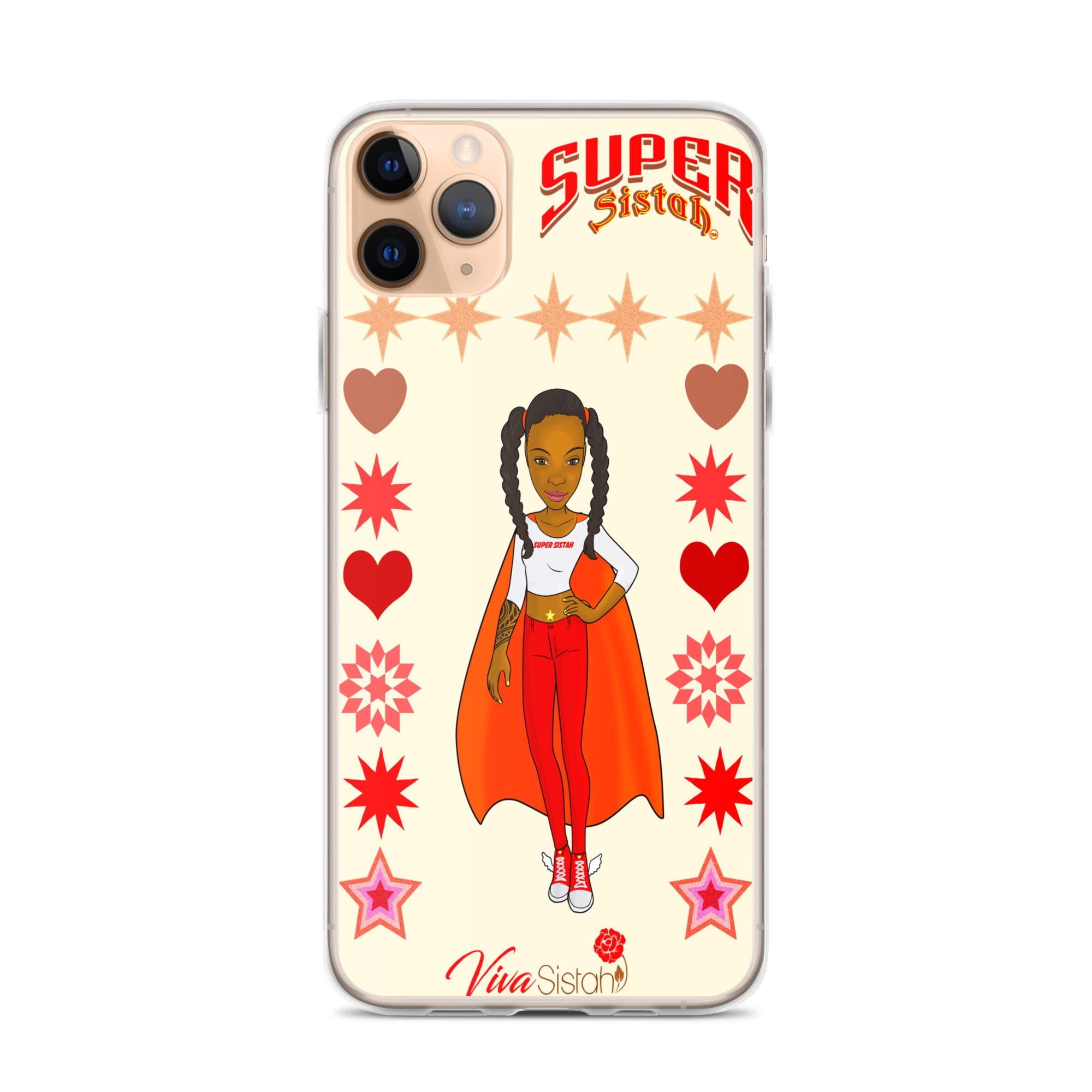 Clear Case for iPhone® Super Sistah hearts stars and diamonds - VivaSistah