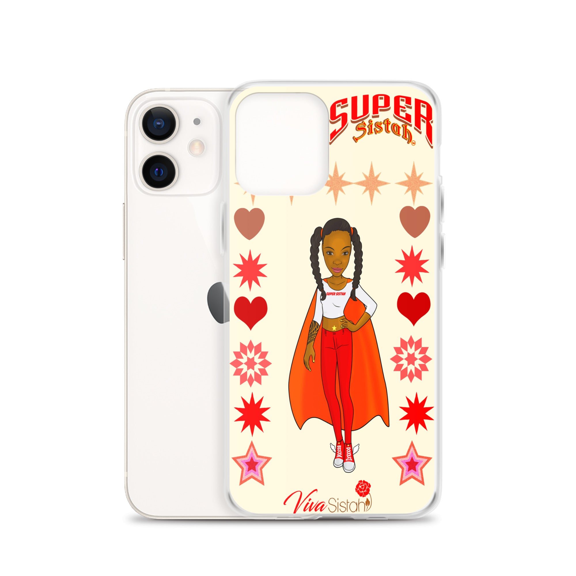 Clear Case for iPhone® Super Sistah hearts stars and diamonds - VivaSistah