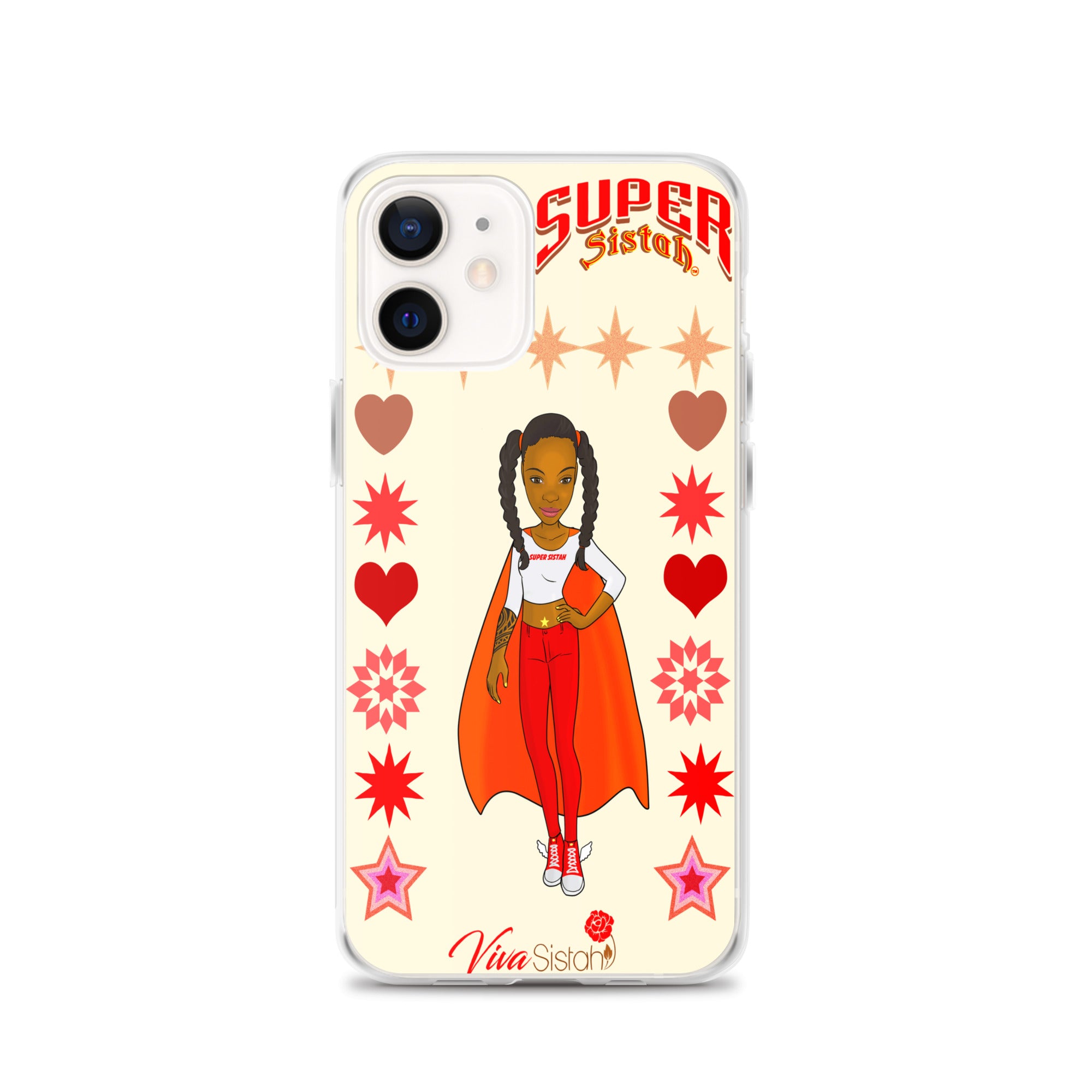 Clear Case for iPhone® Super Sistah hearts stars and diamonds - VivaSistah