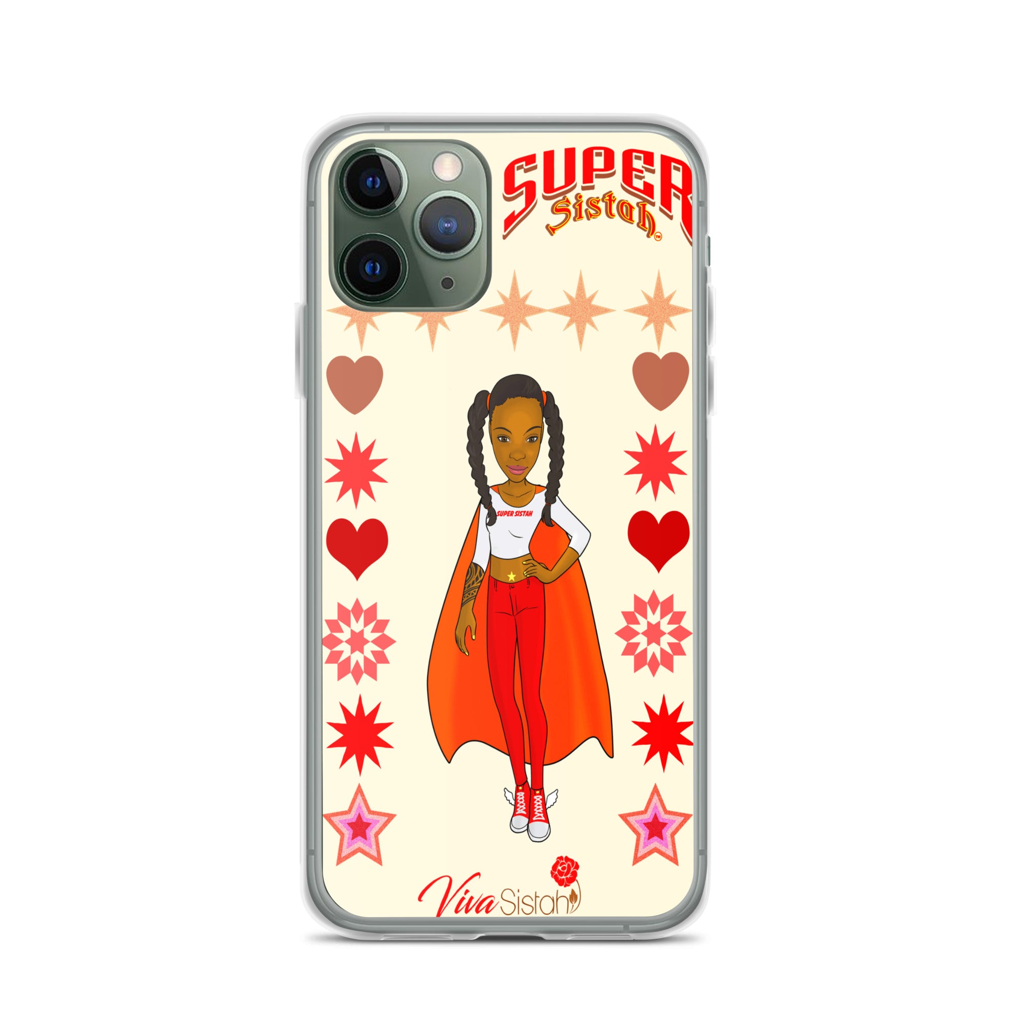 Clear Case for iPhone® Super Sistah hearts stars and diamonds - VivaSistah