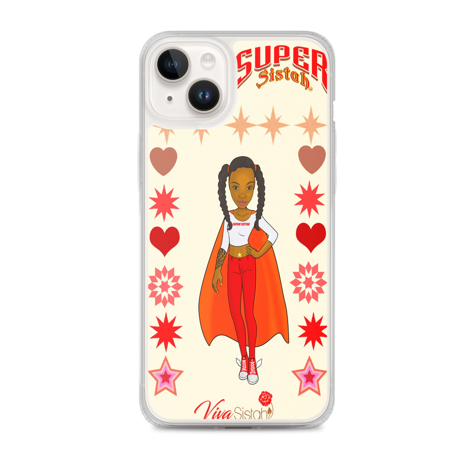 Clear Case for iPhone® Super Sistah hearts stars and diamonds - VivaSistah