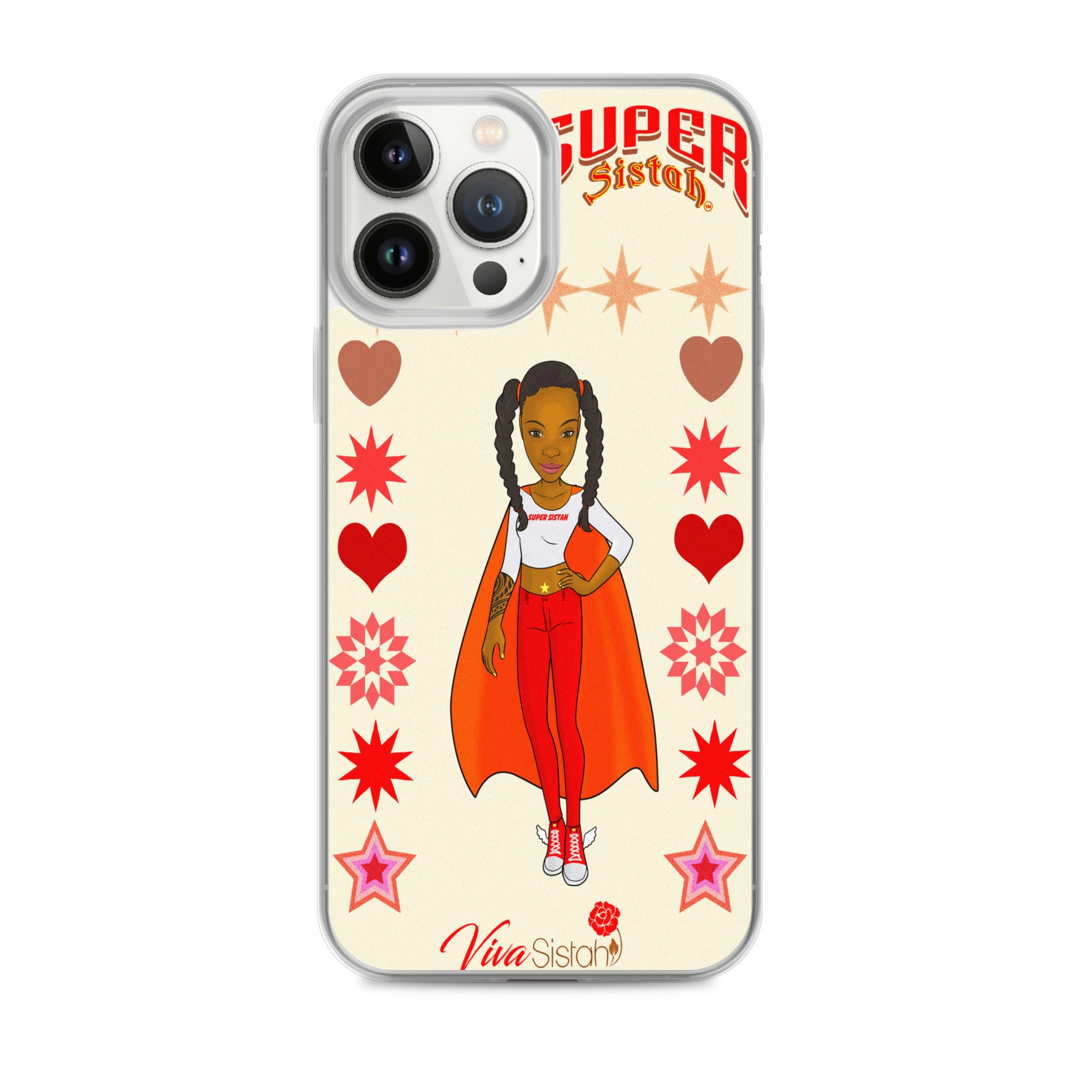 Clear Case for iPhone® Super Sistah hearts stars and diamonds - VivaSistah
