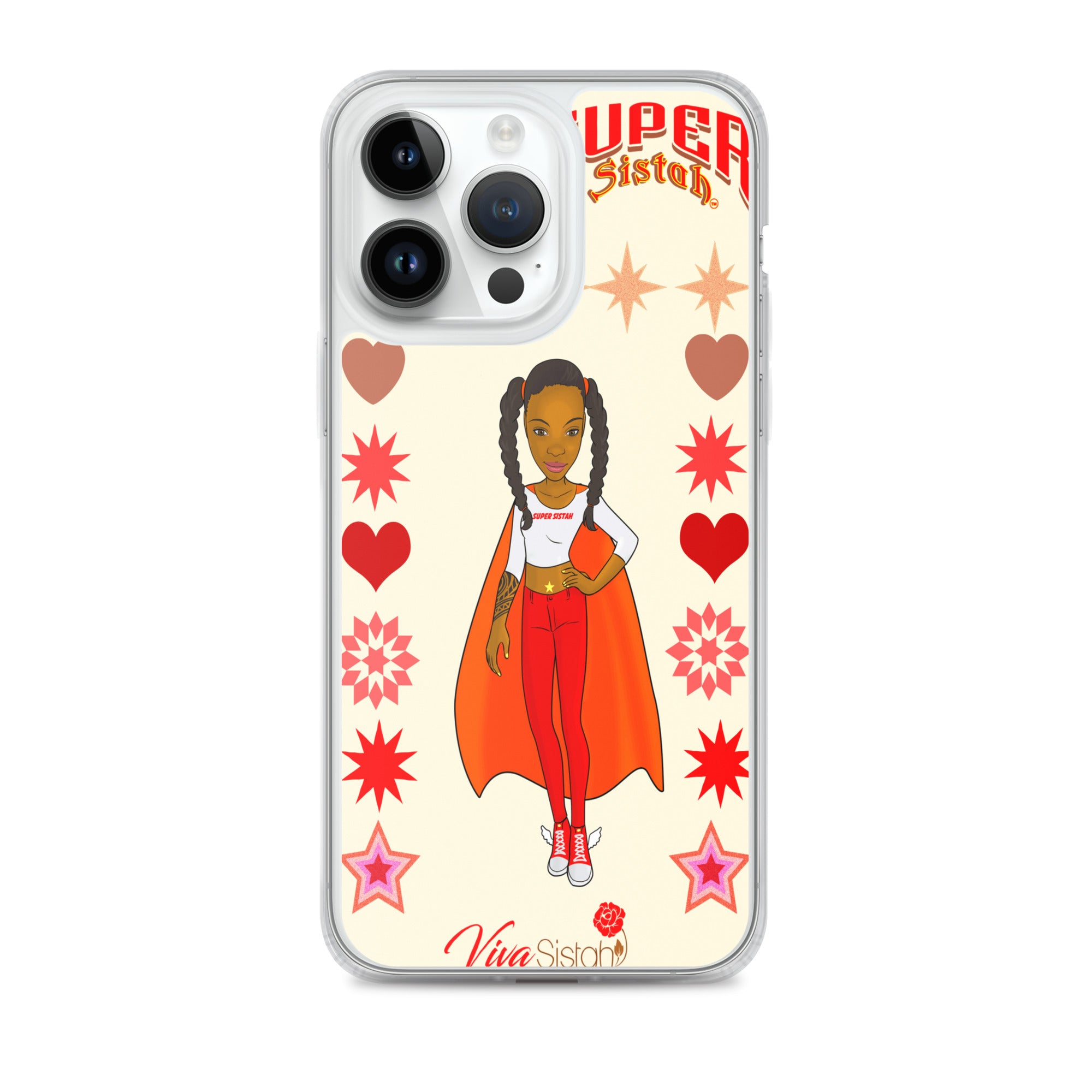 Clear Case for iPhone® Super Sistah hearts stars and diamonds - VivaSistah