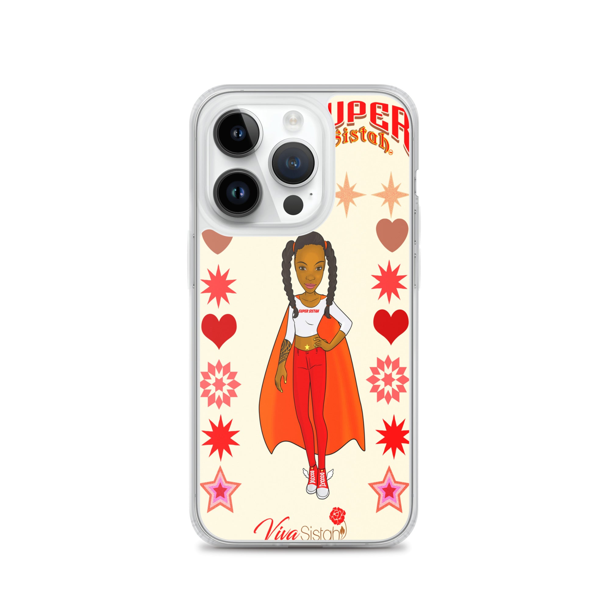 Clear Case for iPhone® Super Sistah hearts stars and diamonds - VivaSistah