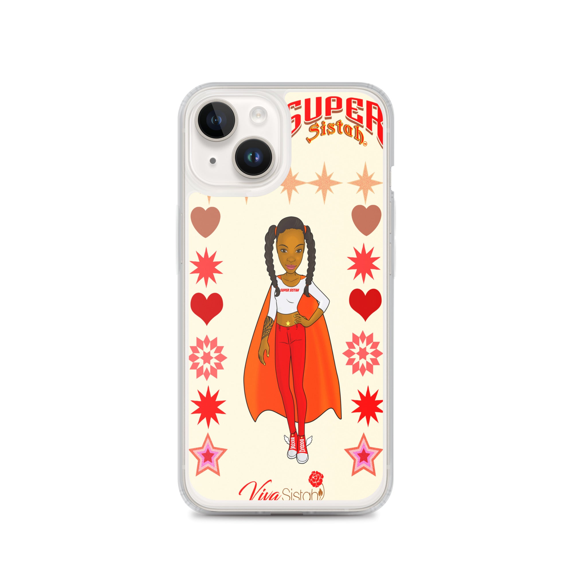 Clear Case for iPhone® Super Sistah hearts stars and diamonds - VivaSistah