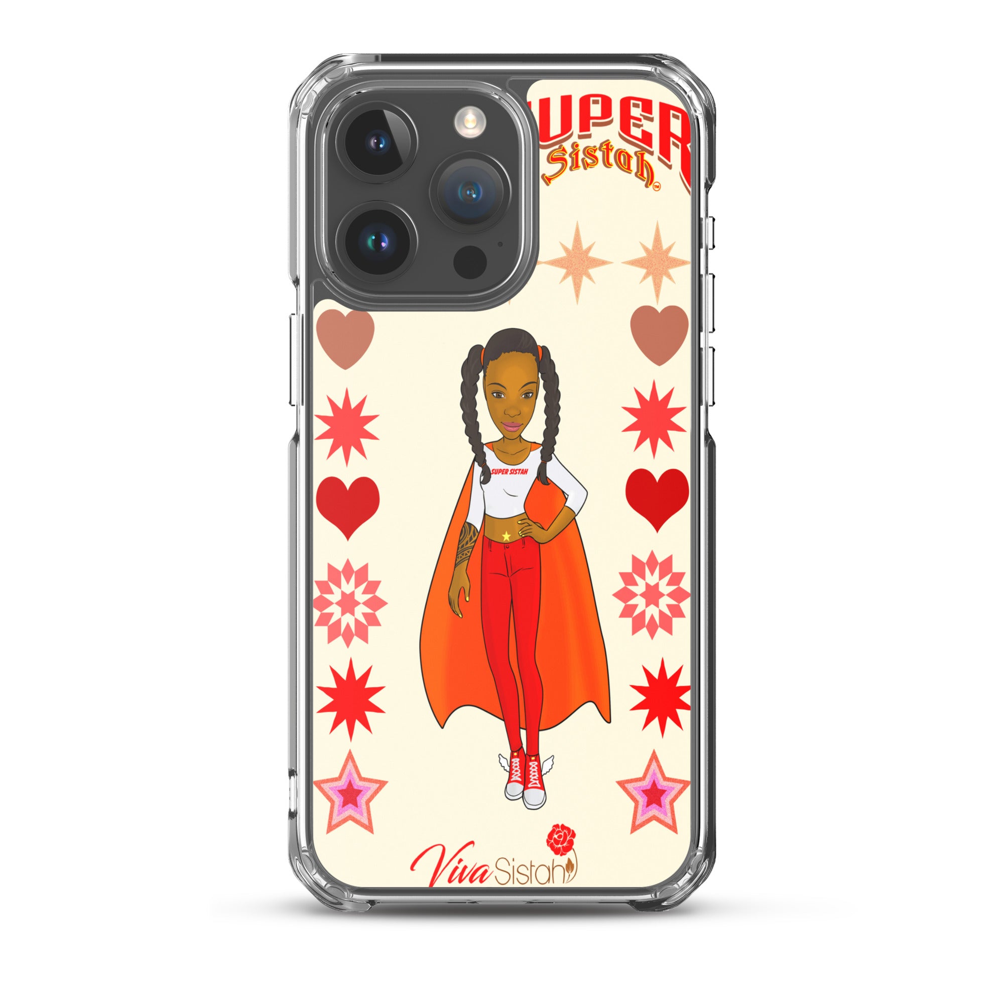 Clear Case for iPhone® Super Sistah hearts stars and diamonds