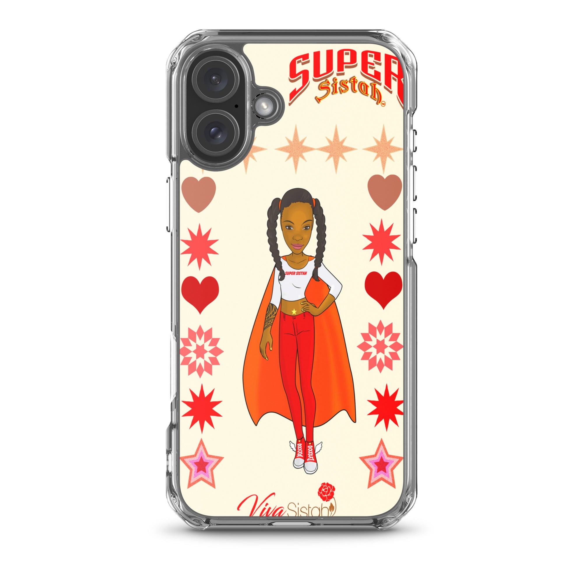 Clear Case for iPhone® Super Sistah hearts stars and diamonds