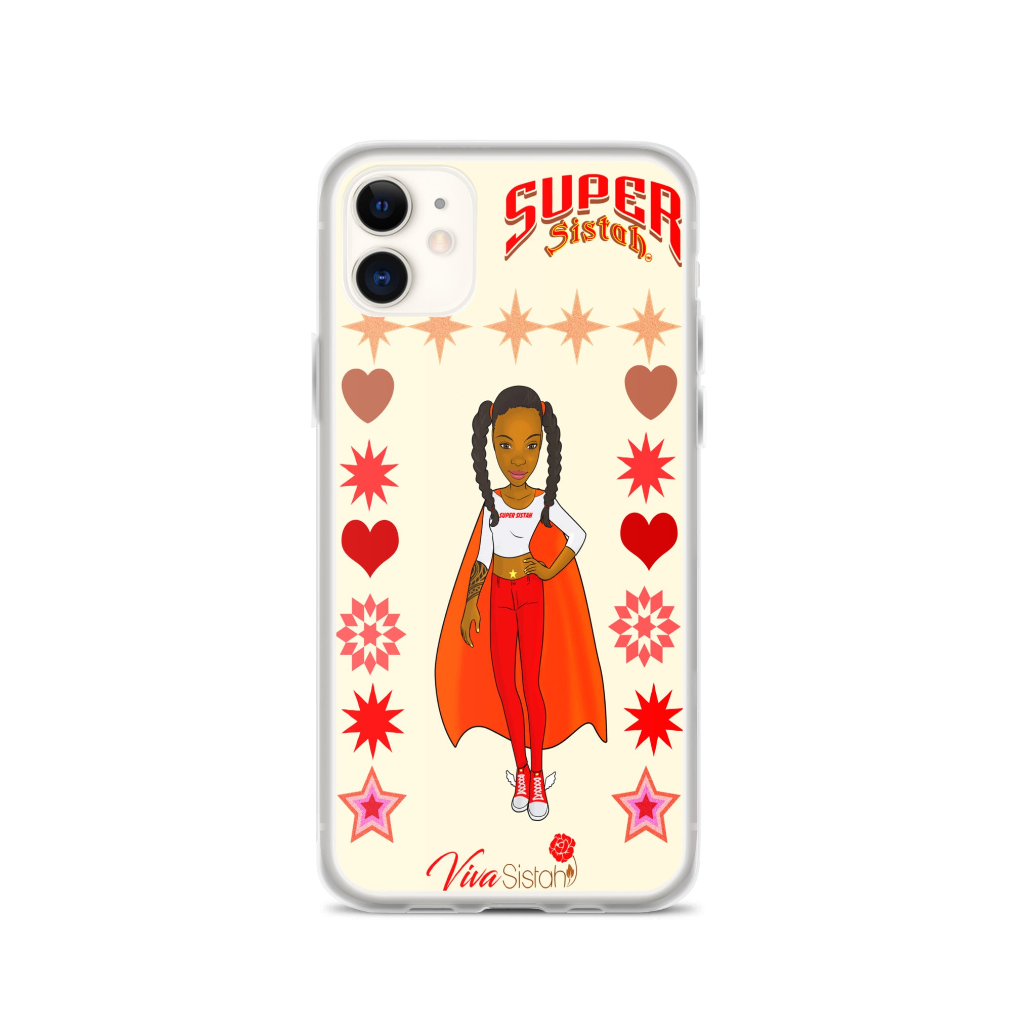 Clear Case for iPhone® Super Sistah hearts stars and diamonds - VivaSistah