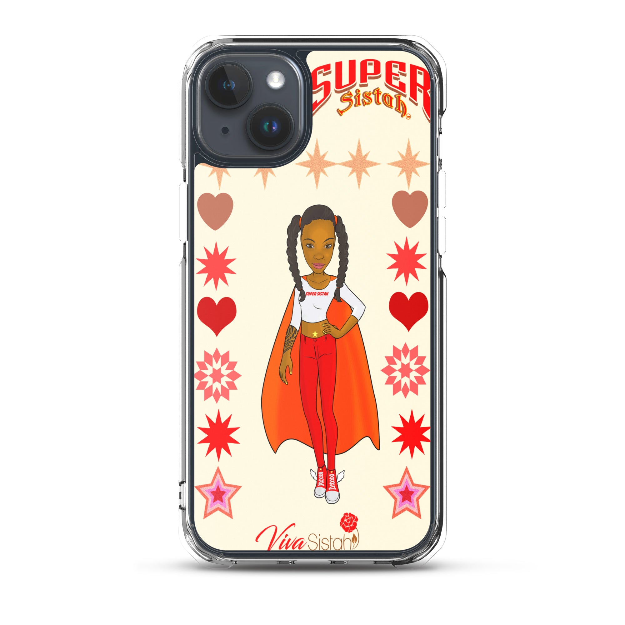 Clear Case for iPhone® Super Sistah hearts stars and diamonds
