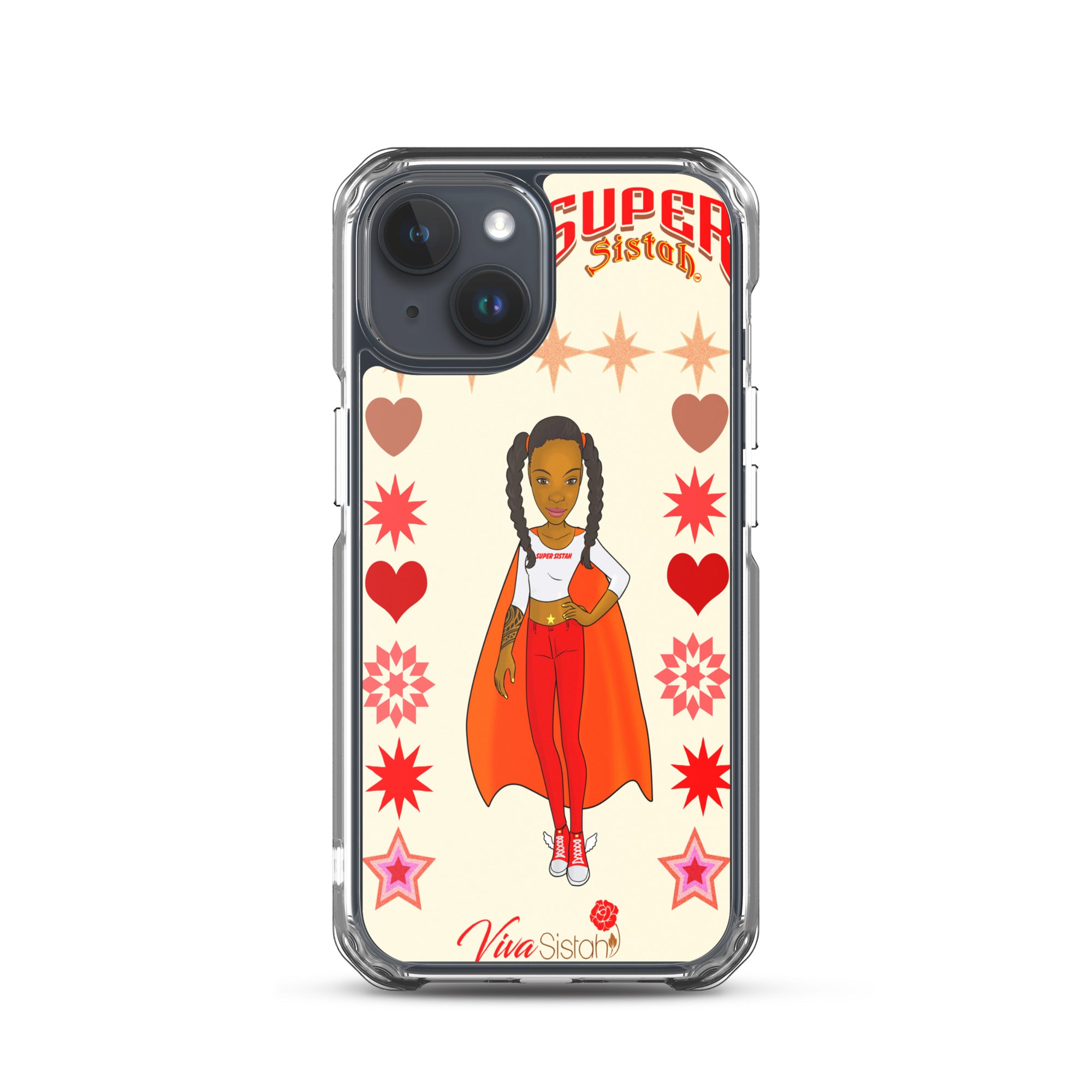 Clear Case for iPhone® Super Sistah hearts stars and diamonds