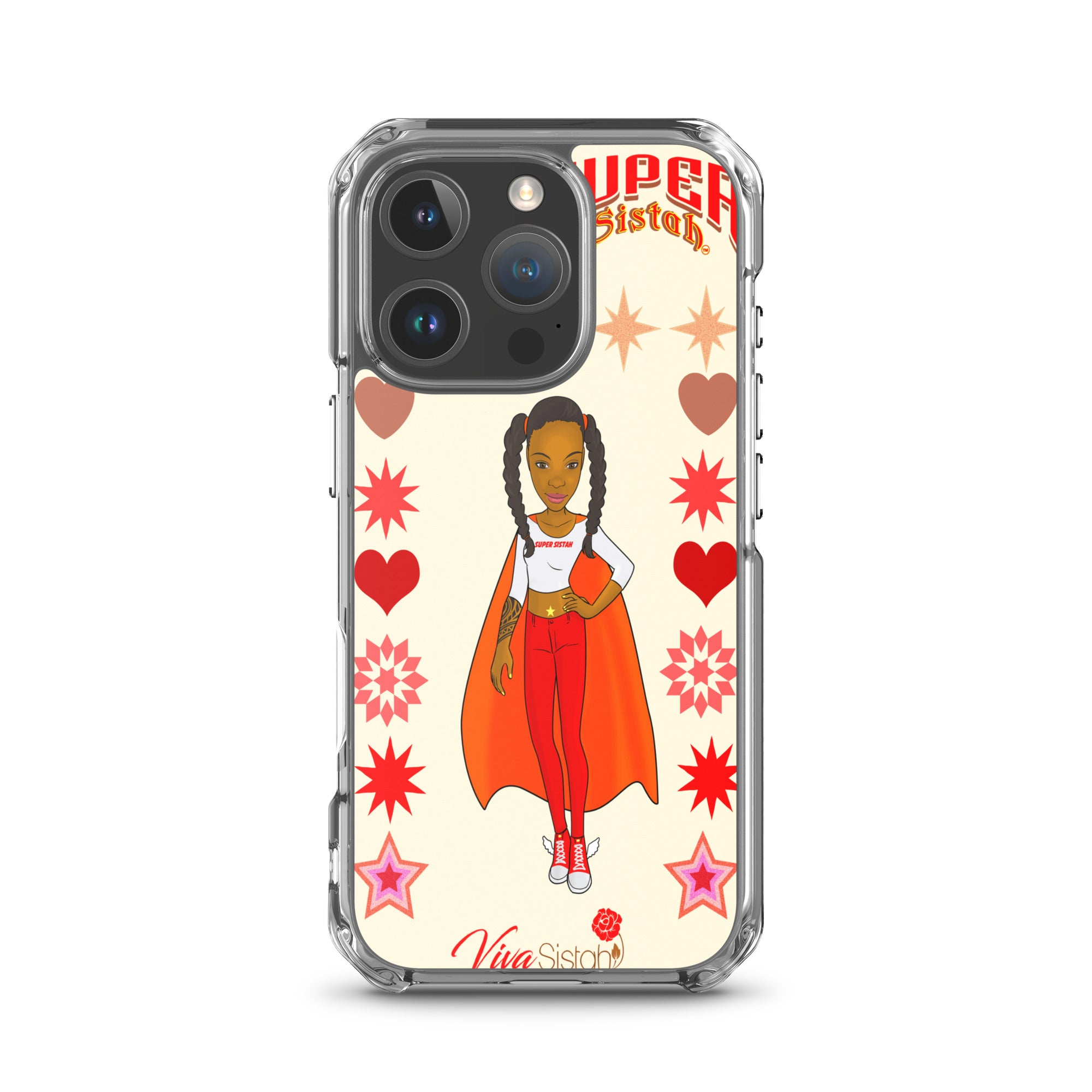 Clear Case for iPhone® Super Sistah hearts stars and diamonds