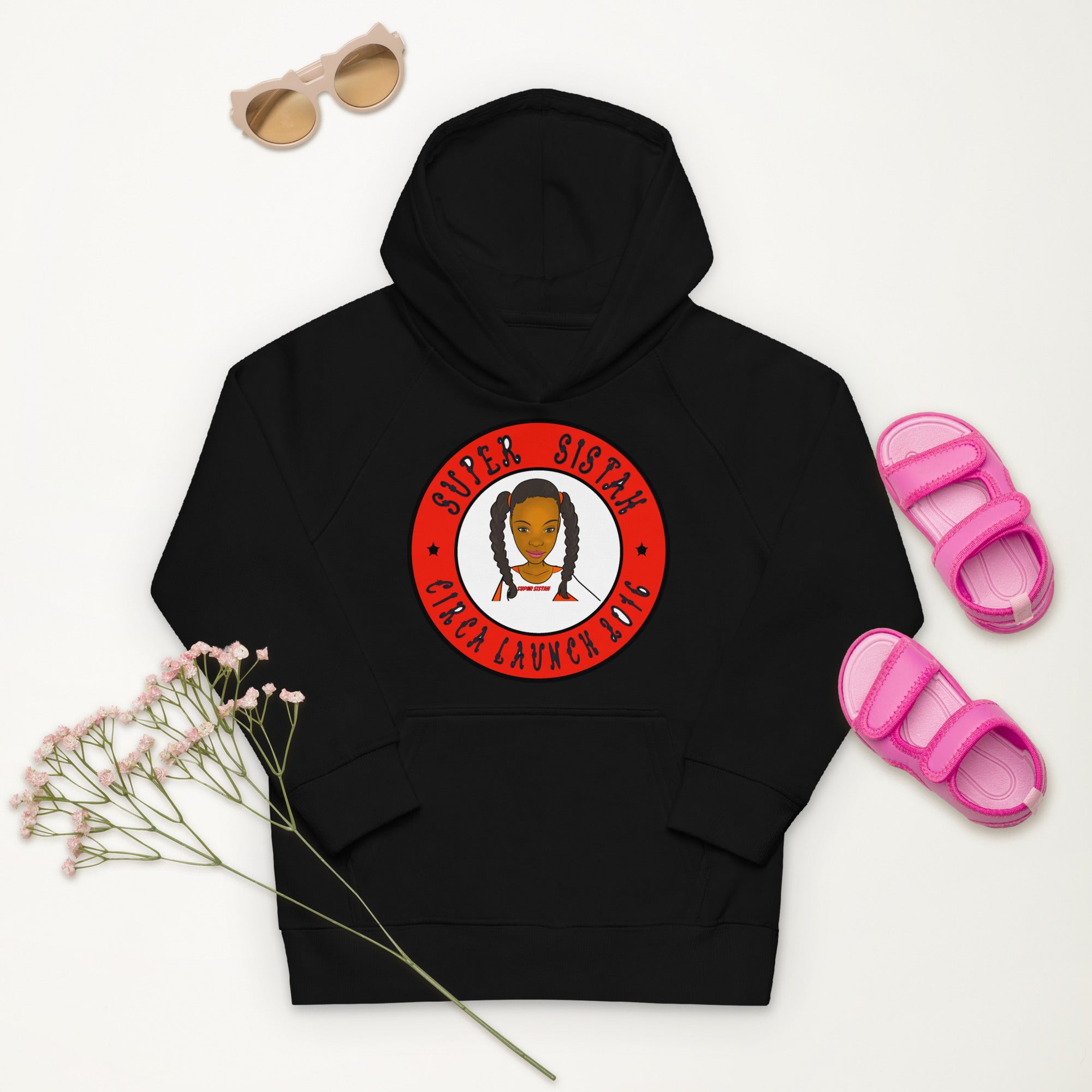 Kids eco hoodie Super Sistah Circa red - VivaSistah