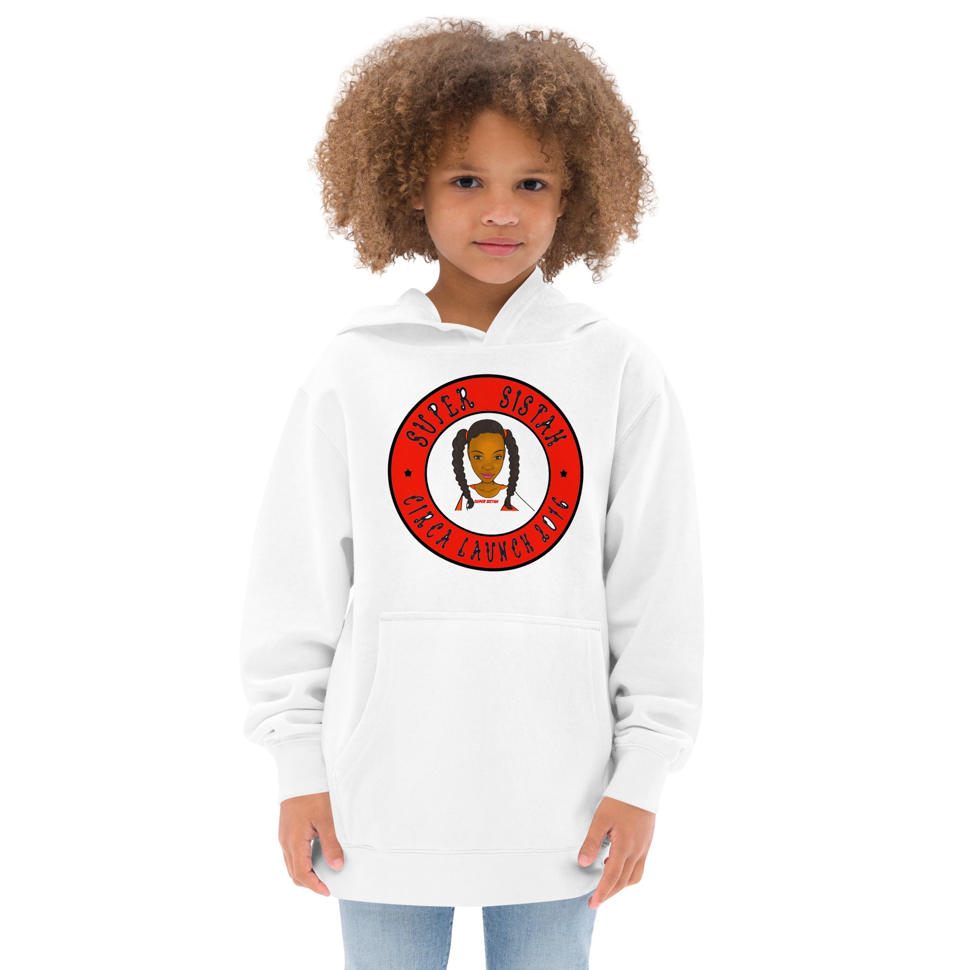 Kids fleece hoodie Super Sistah Circa red - VivaSistah