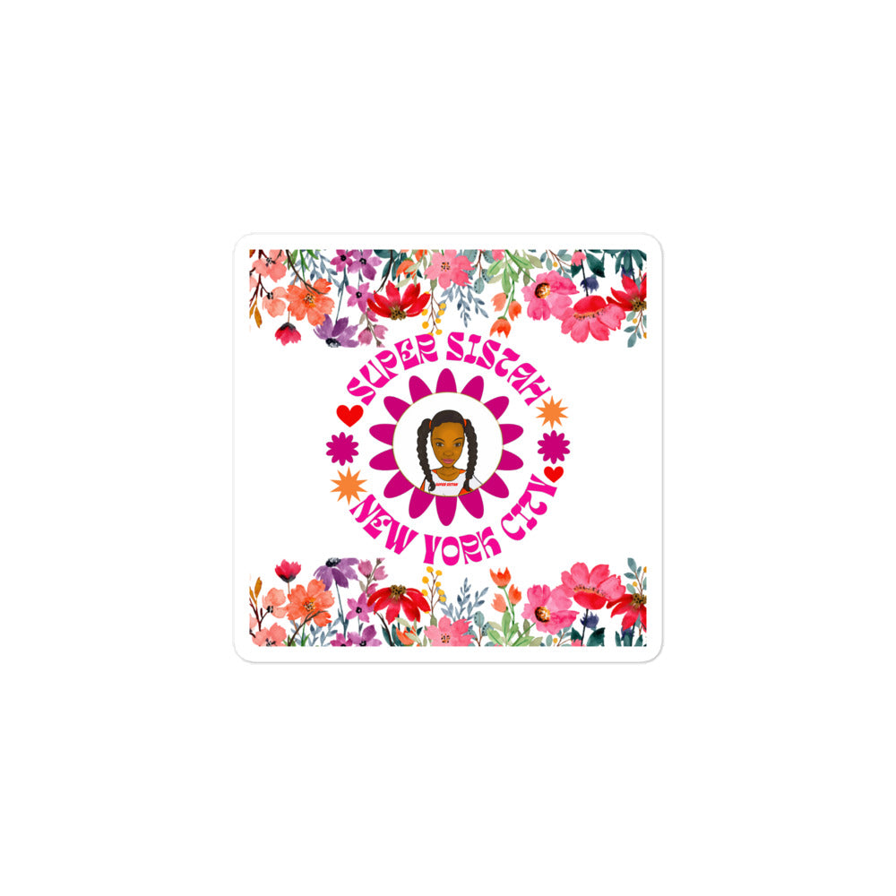 Bubble-free stickers Super Sistah NYC floral - VivaSistah