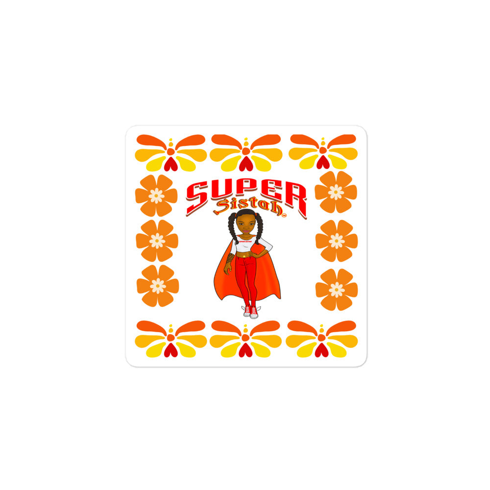 Bubble-free stickers Super Sistah floral butterfly - VivaSistah
