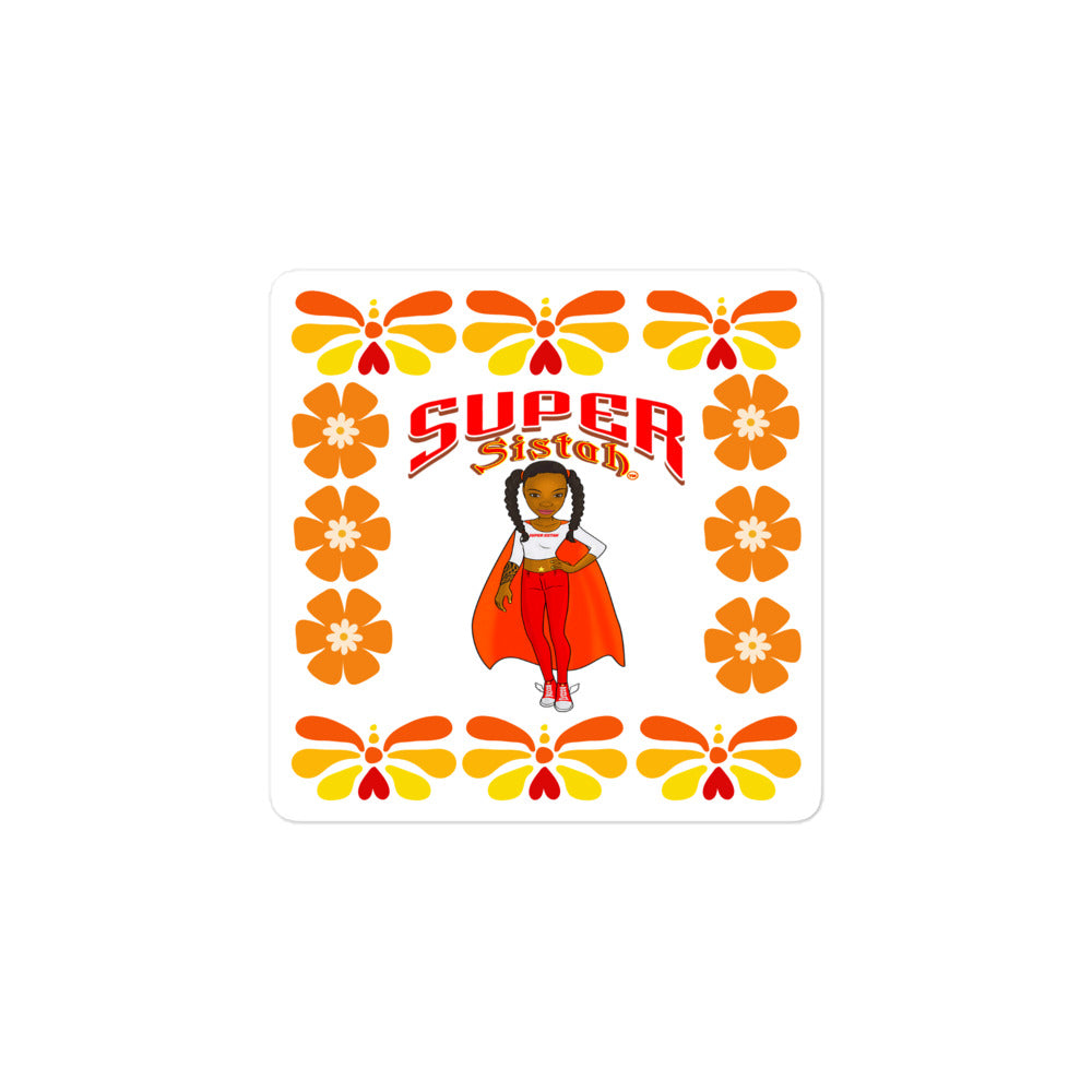 Bubble-free stickers Super Sistah floral butterfly - VivaSistah