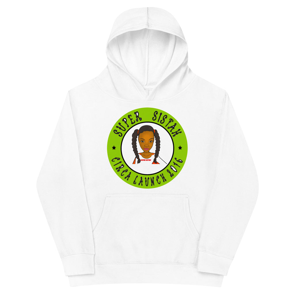 Kids fleece hoodie Super Sistah Circa green - VivaSistah