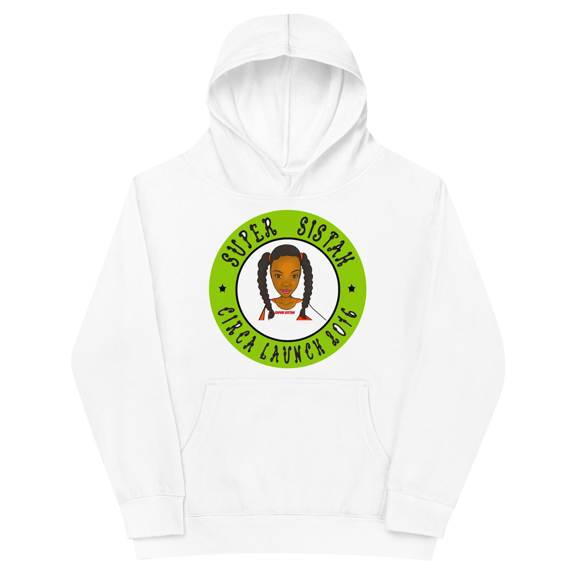 Kids fleece hoodie Super Sistah Circa green - VivaSistah