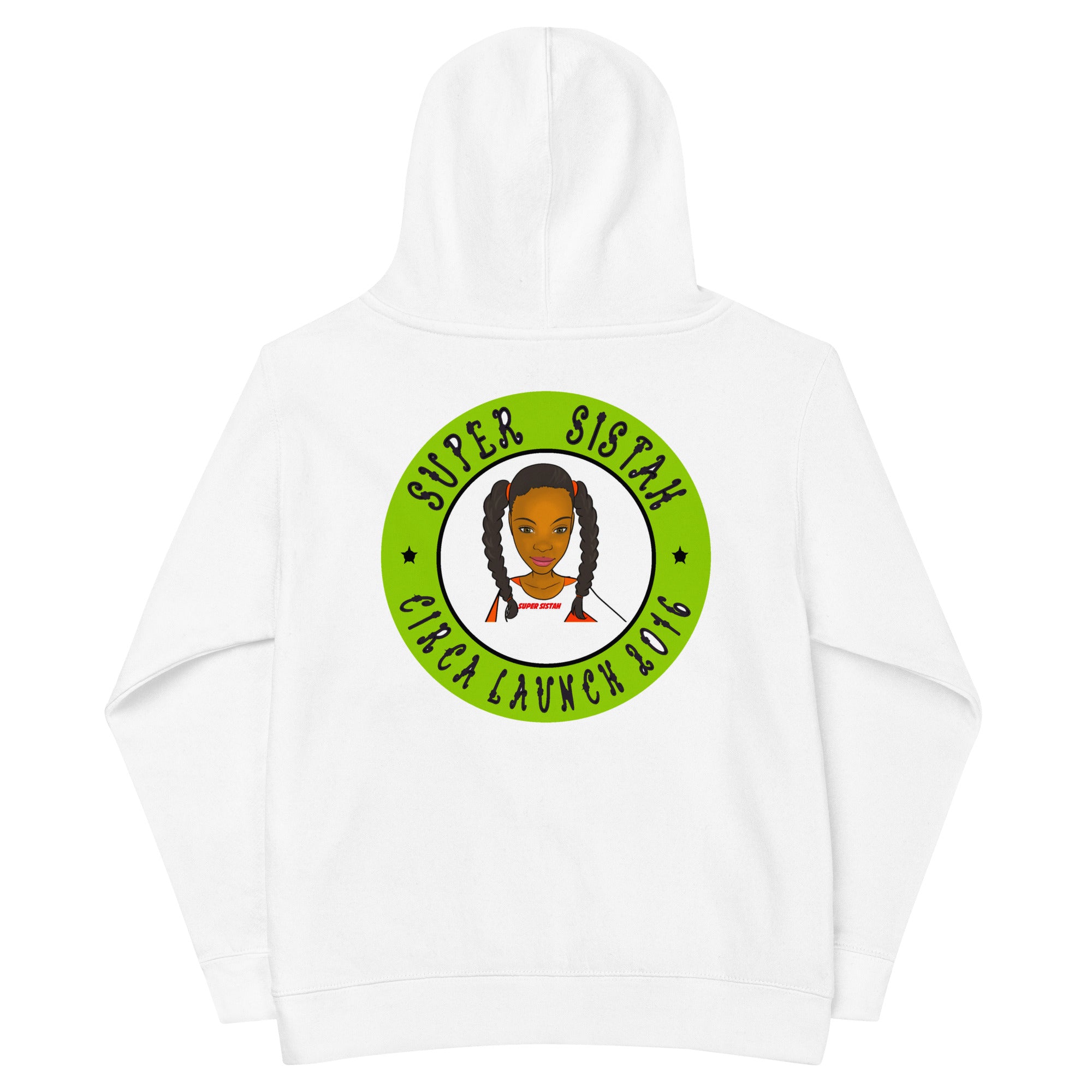 Kids fleece hoodie Super Sistah Circa green - VivaSistah