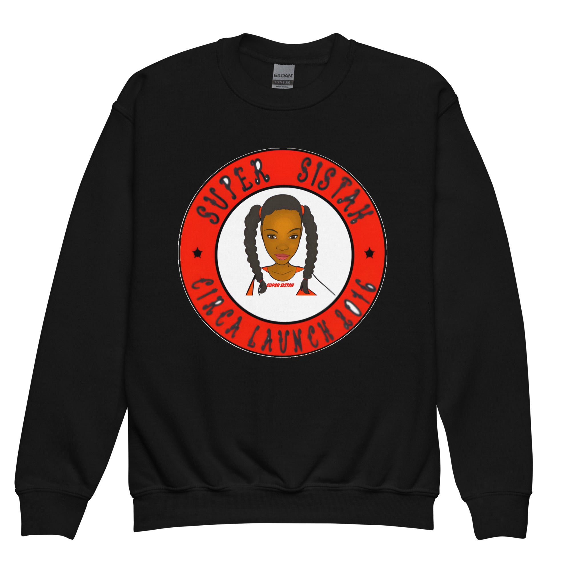 Youth crewneck sweatshirt Super Sistah Circa Red - VivaSistah