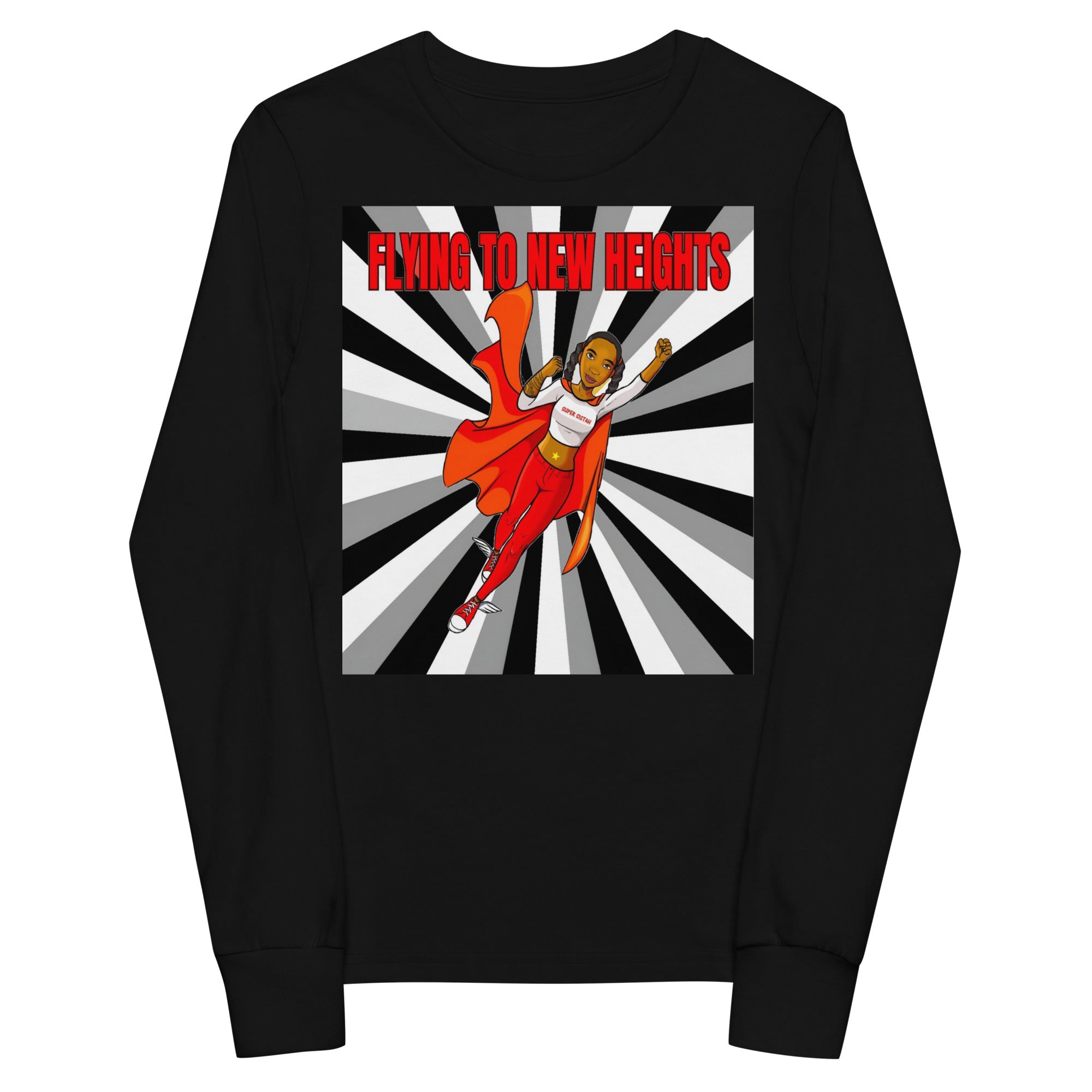 Youth long sleeve tee Flying to New Heights black - VivaSistah