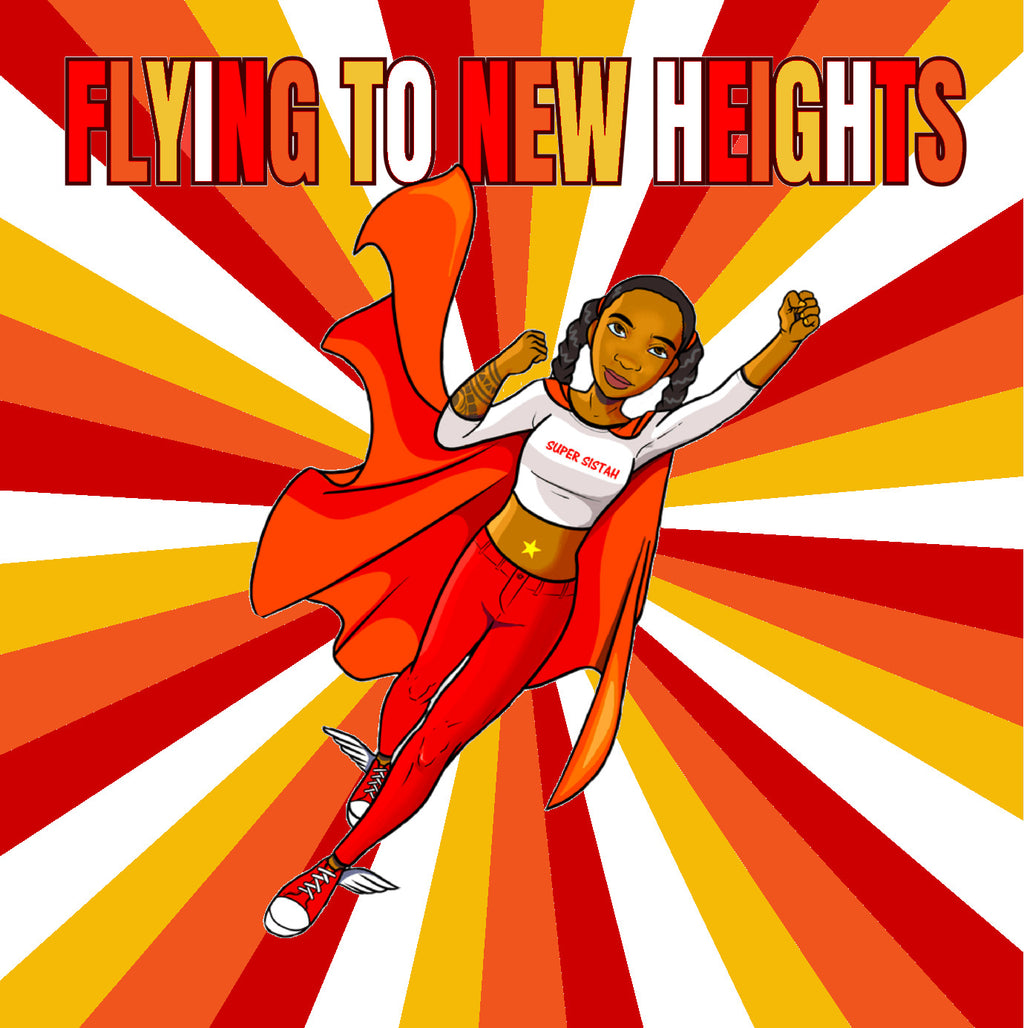 Bubble-free stickers Flying to New Heights red/orange/yellow white - VivaSistah