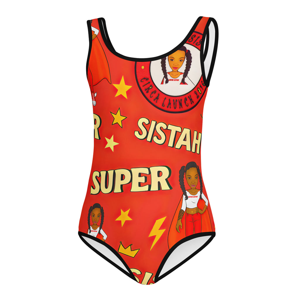 All-Over Print Kids Swimsuit Super Sistah Power - VivaSistah