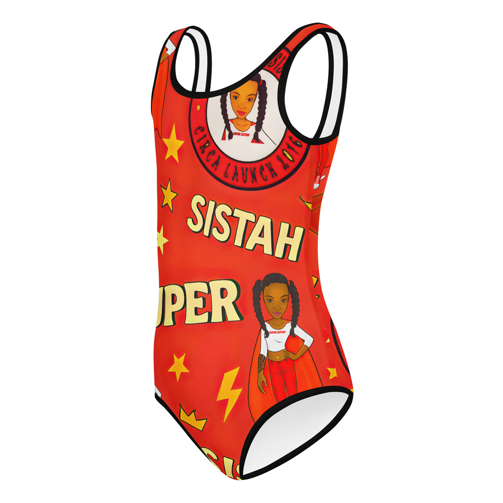 All-Over Print Kids Swimsuit Super Sistah Power - VivaSistah