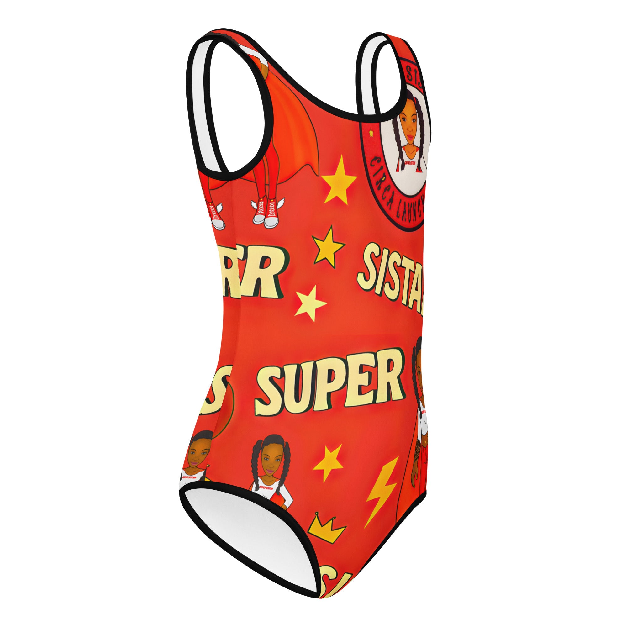 All-Over Print Kids Swimsuit Super Sistah Power - VivaSistah
