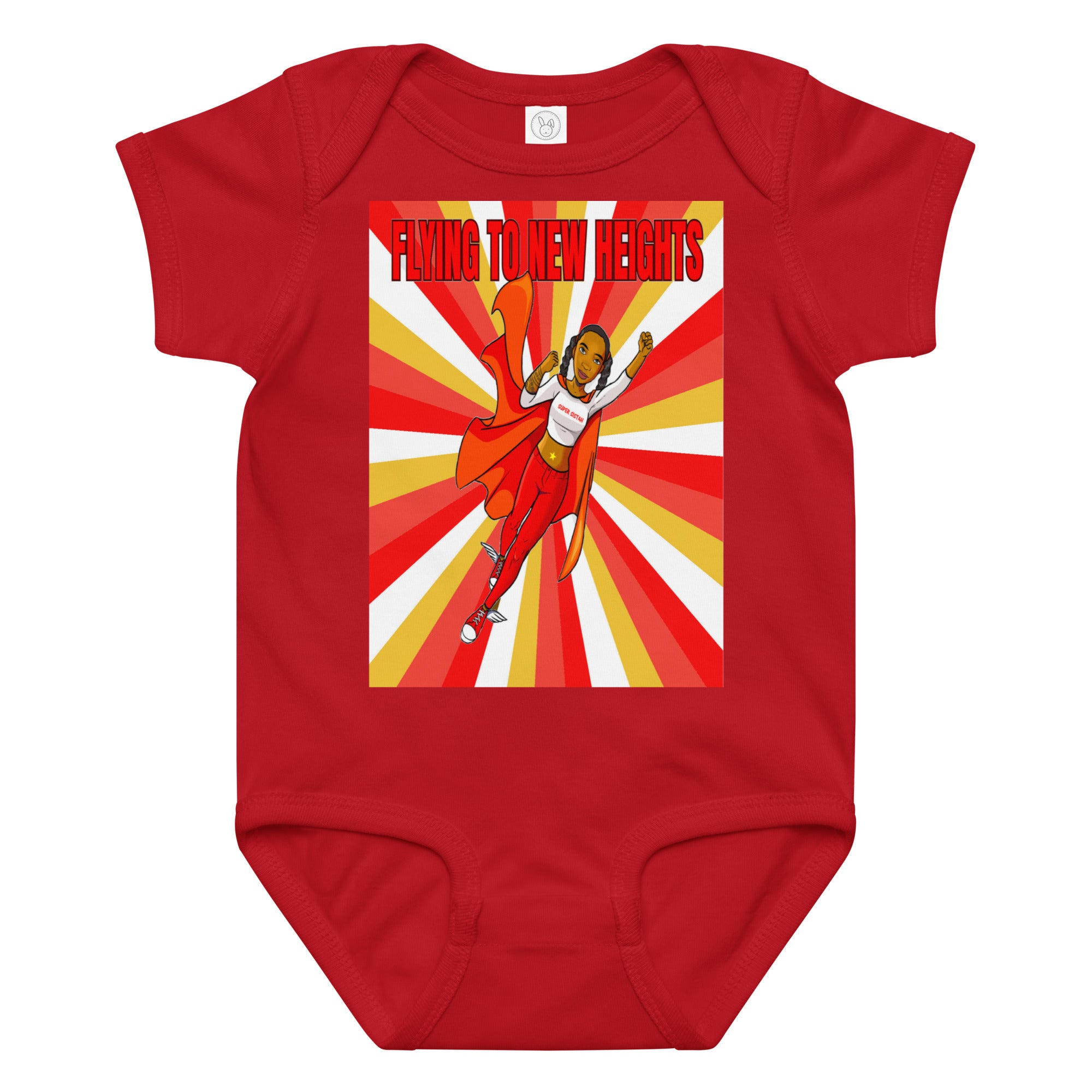 Baby jersey bodysuit Super Sistah Flying red - VivaSistah