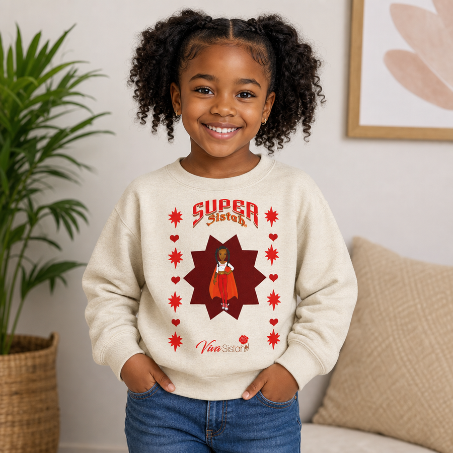 Kids & Big Kids Clothing — fleece crew neck regular fit sweatshirt — Super Sistah Hearts & Stars
