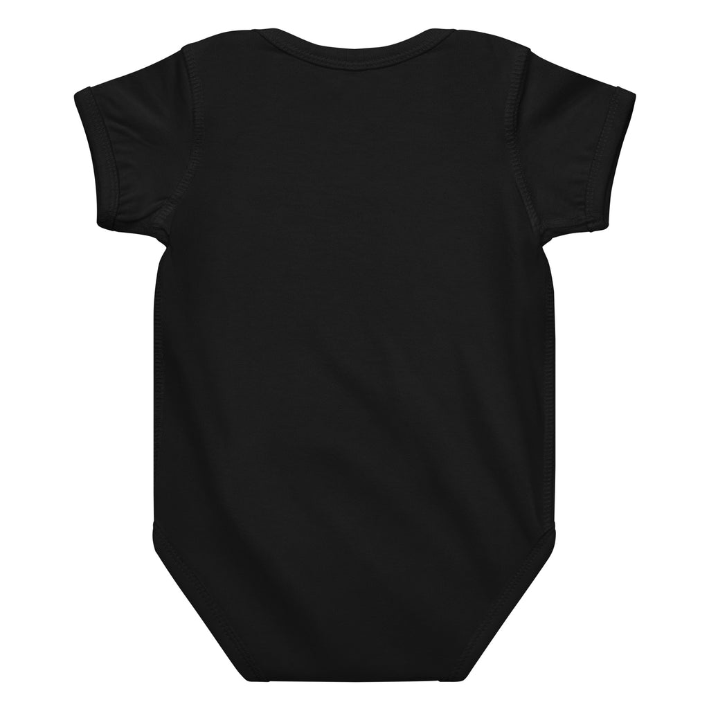 Black baby onesie on a white background
